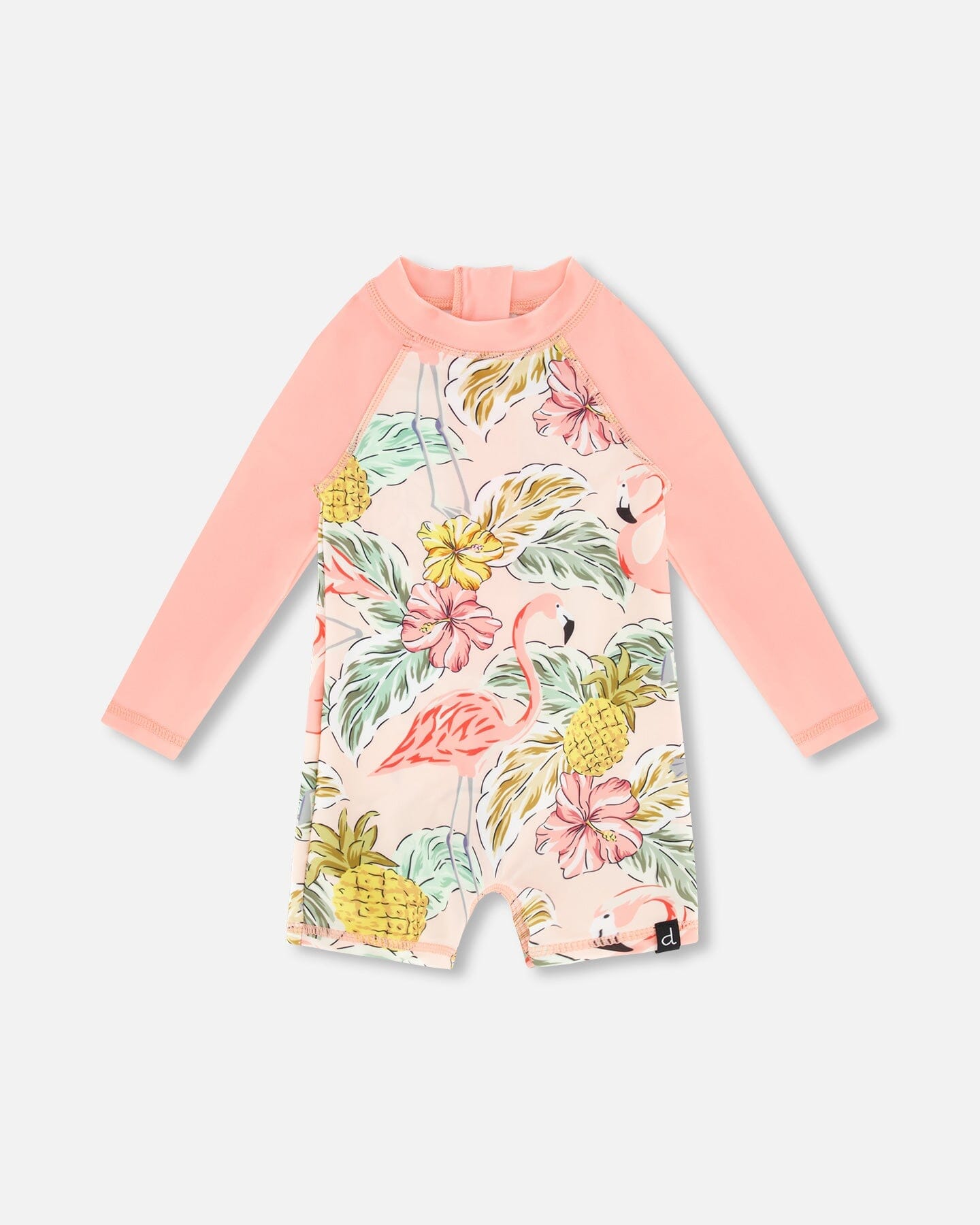 One Piece Long Sleeve Rashguard Printed Flamingo