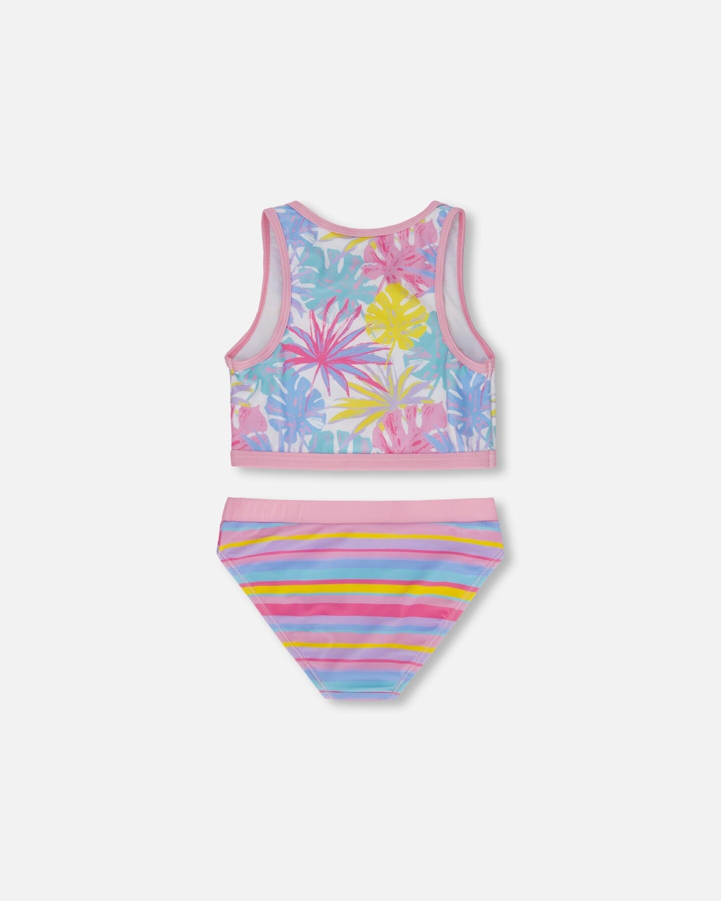 Two Piece Swimsuit Palm Leaf Pastel Print