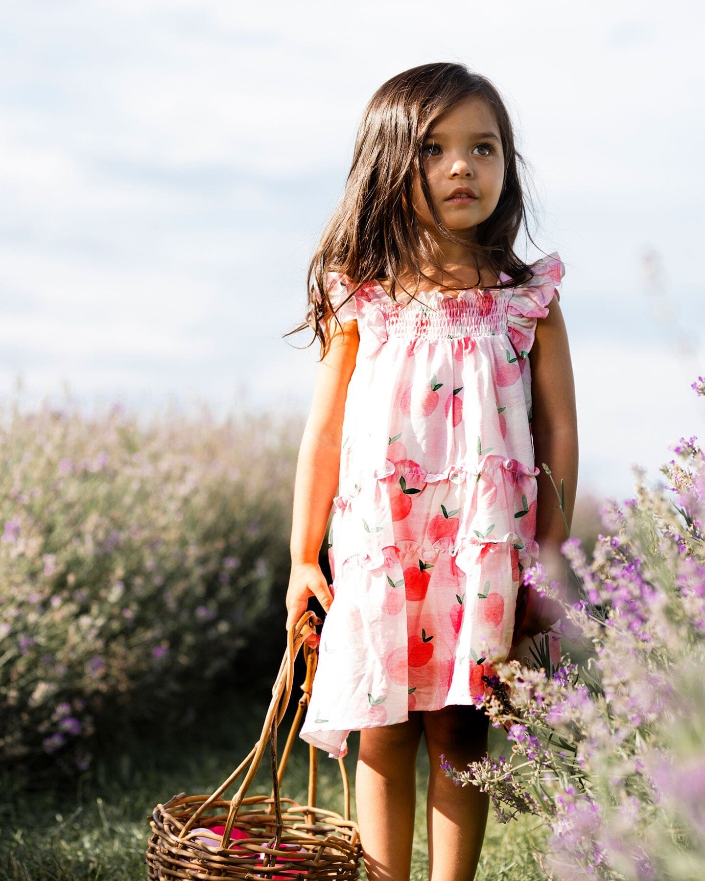 Sleeveless Veil Dress With Printed Peach