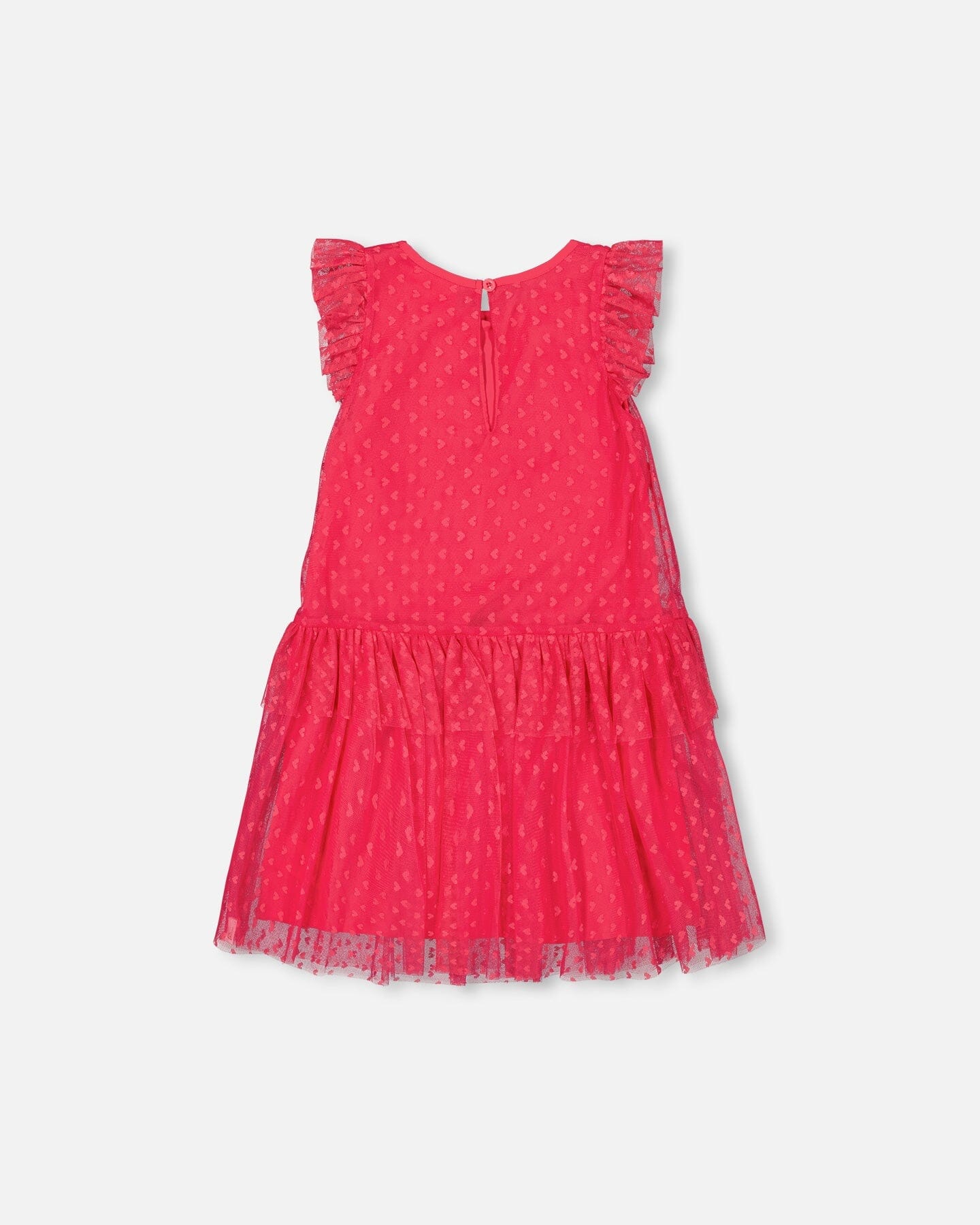 Heart Mesh Jacquard Dress Hot Pink