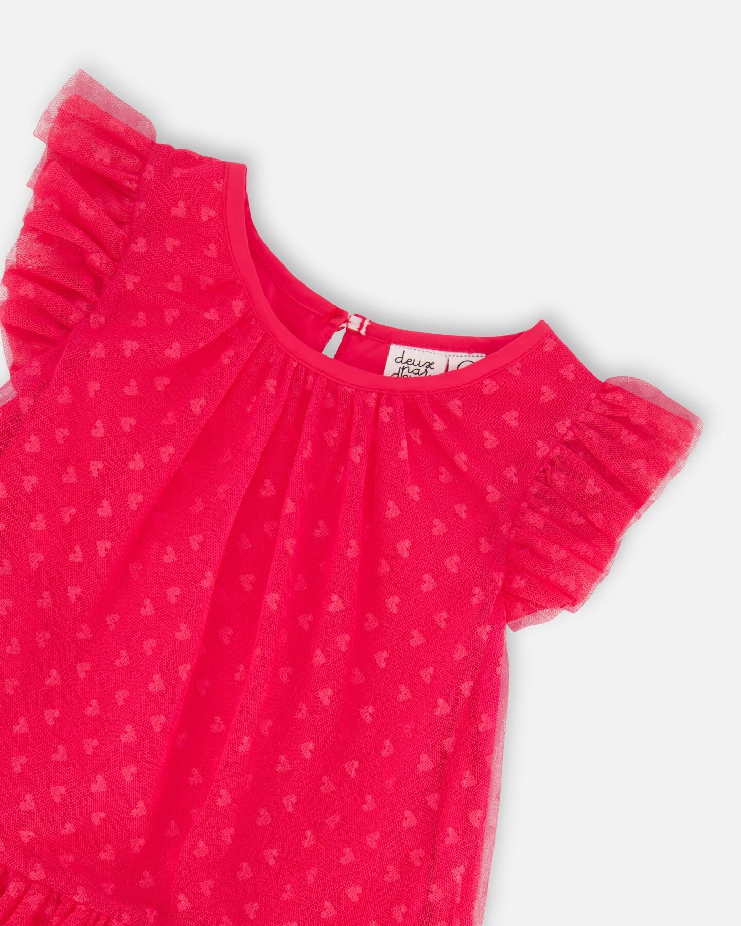 Heart Mesh Jacquard Dress Hot Pink