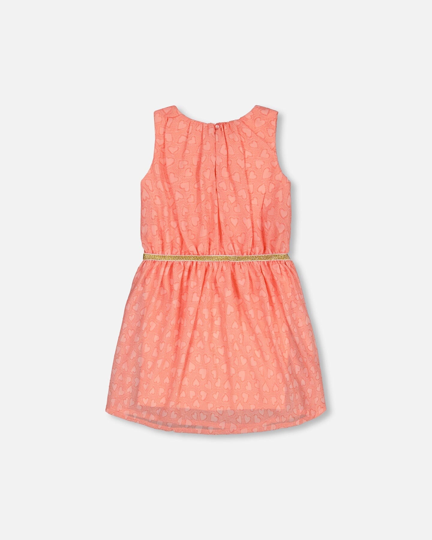 Heart Jacquard Chiffon Dress Coral