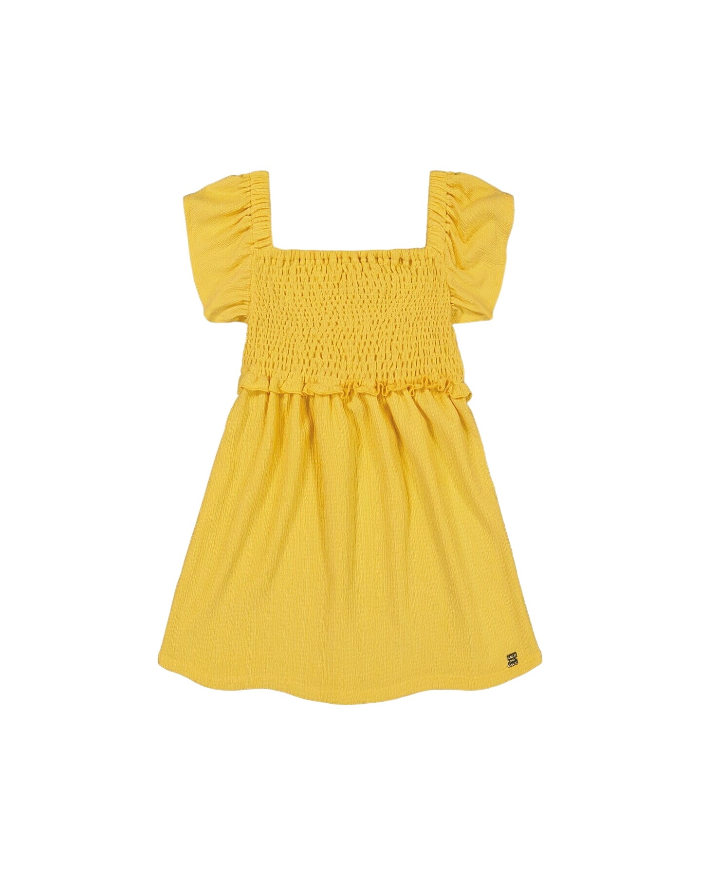 Textured Knit Smocked Dress Yellow