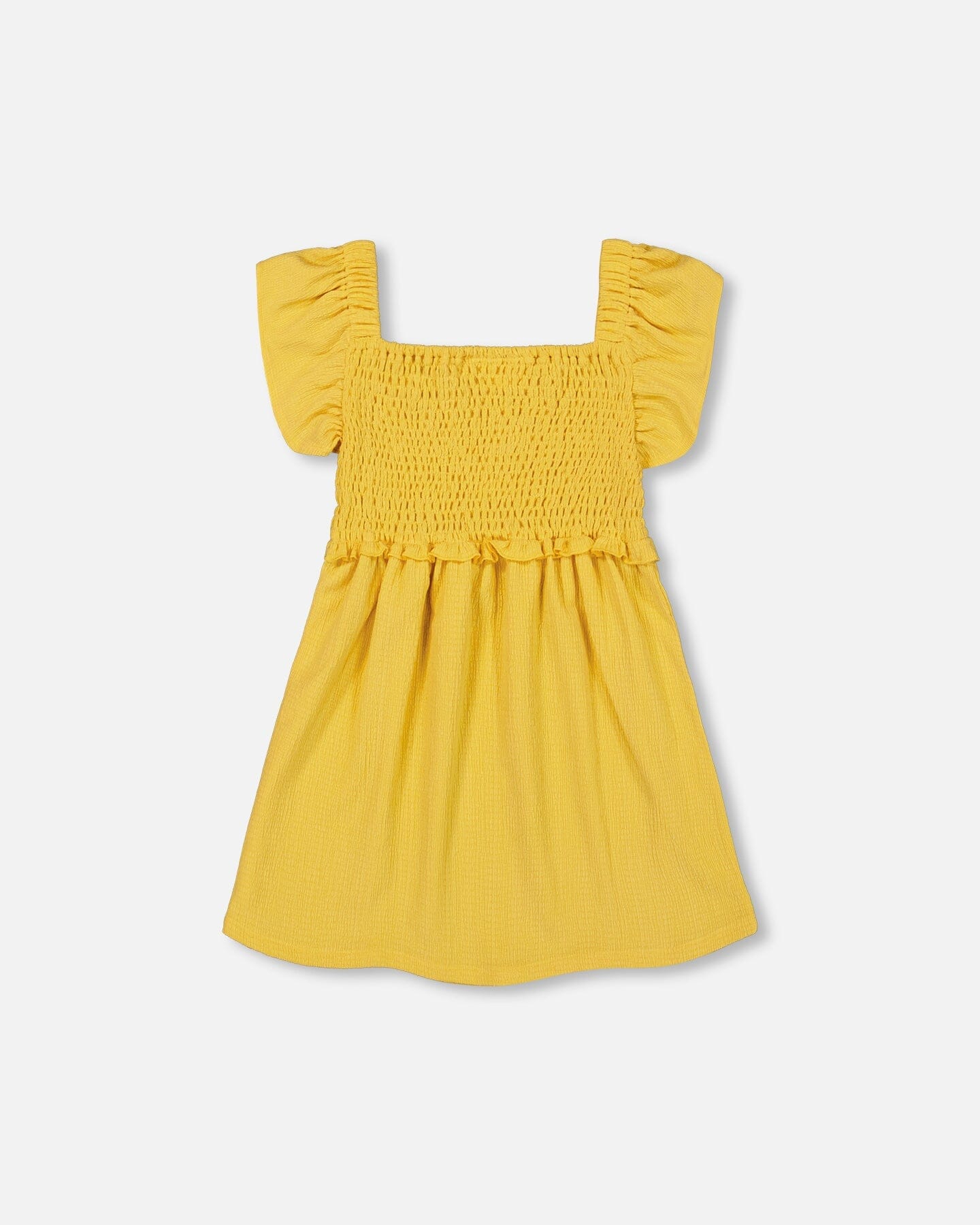 Textured Knit Smocked Dress Yellow