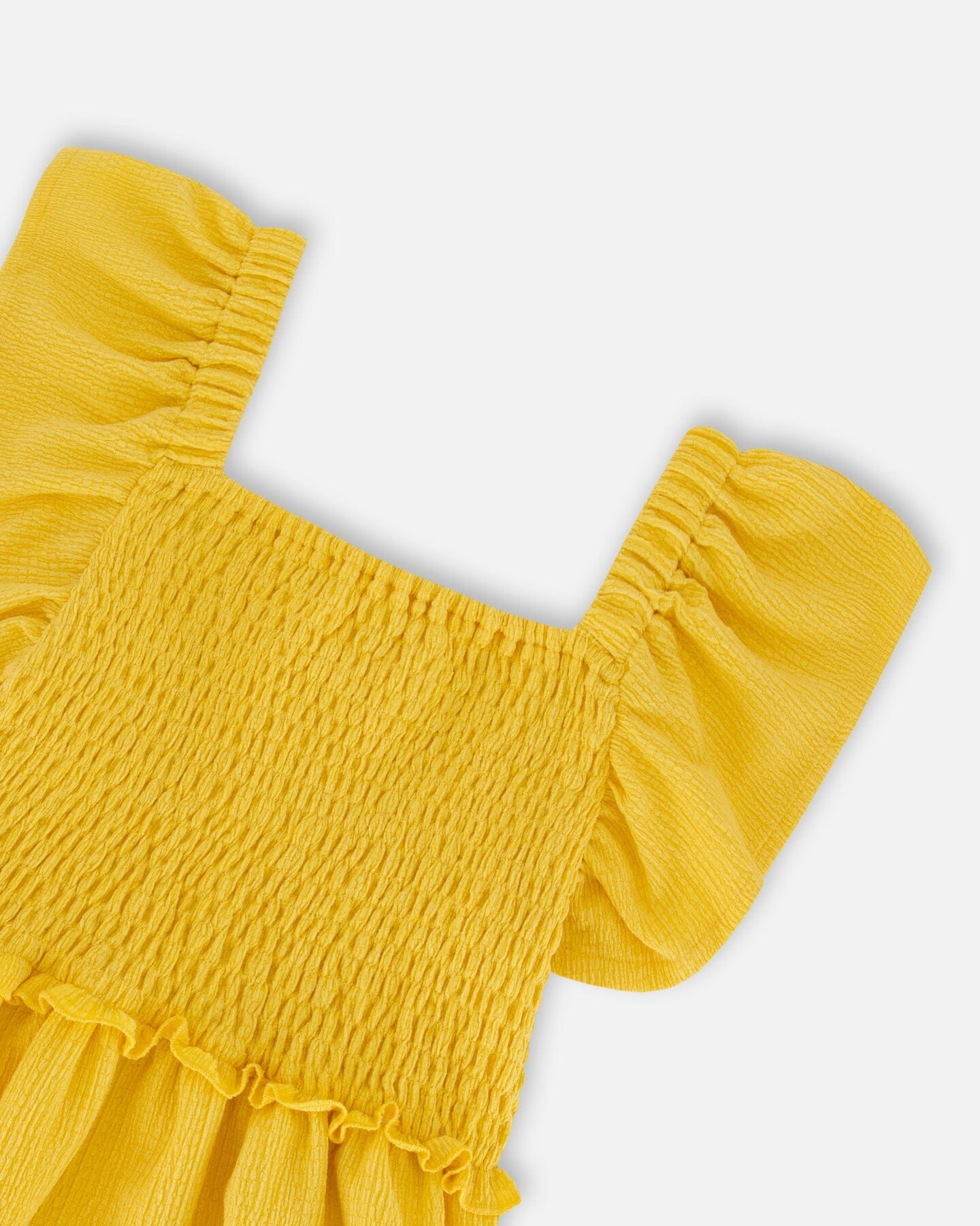 Textured Knit Smocked Dress Yellow