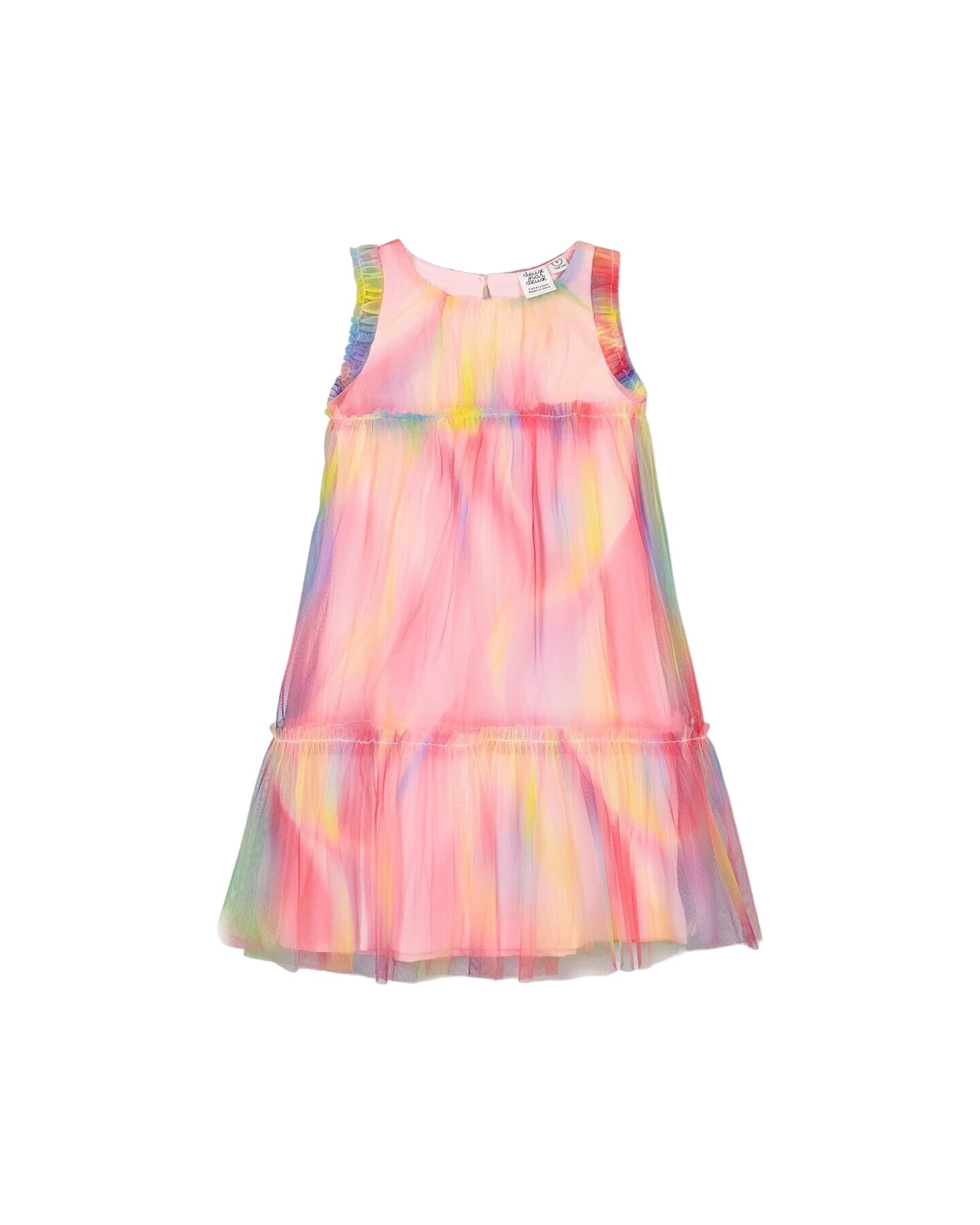 Sleeveless Frills Mesh Dress Rainbow Swirl