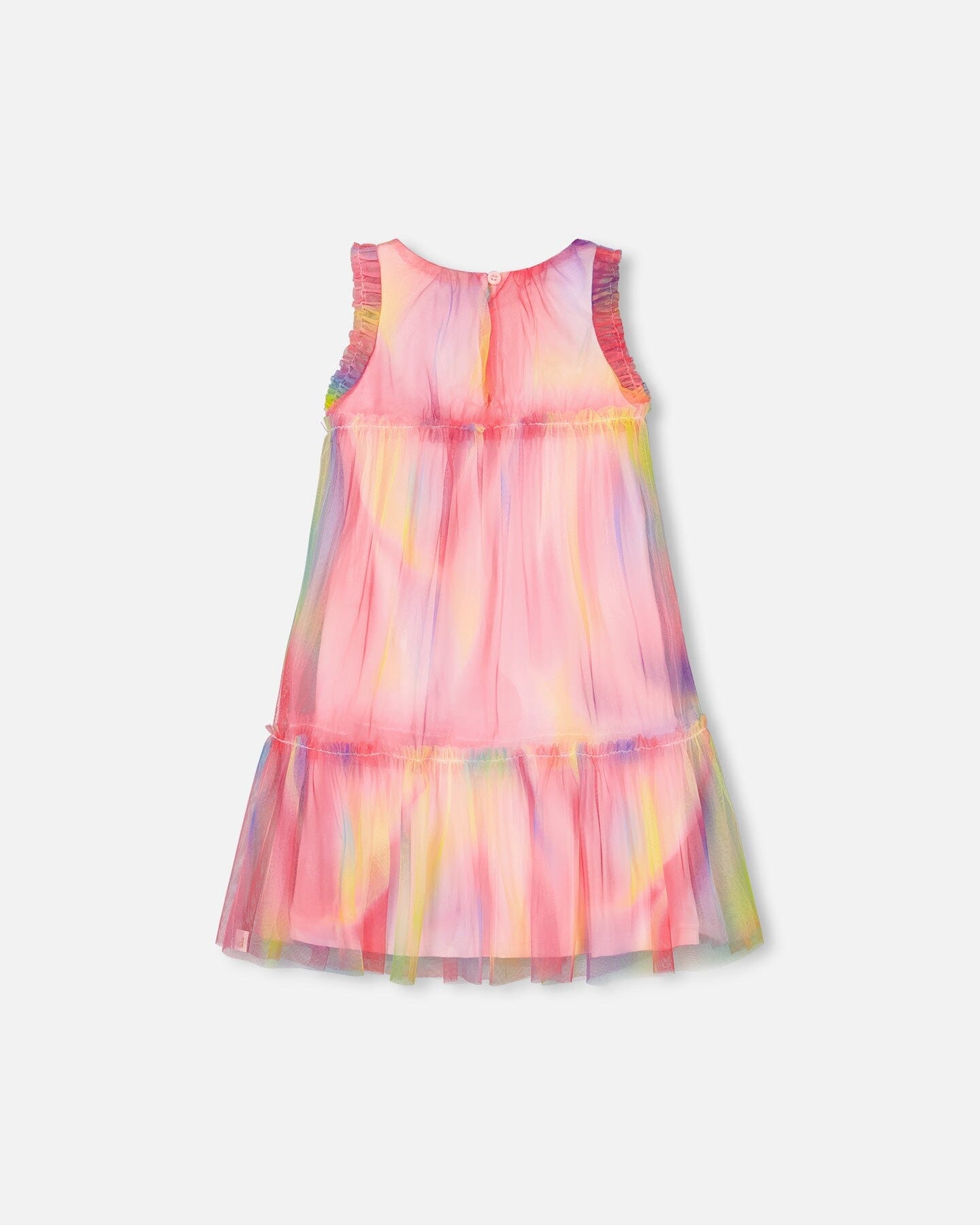 Sleeveless Frills Mesh Dress Rainbow Swirl