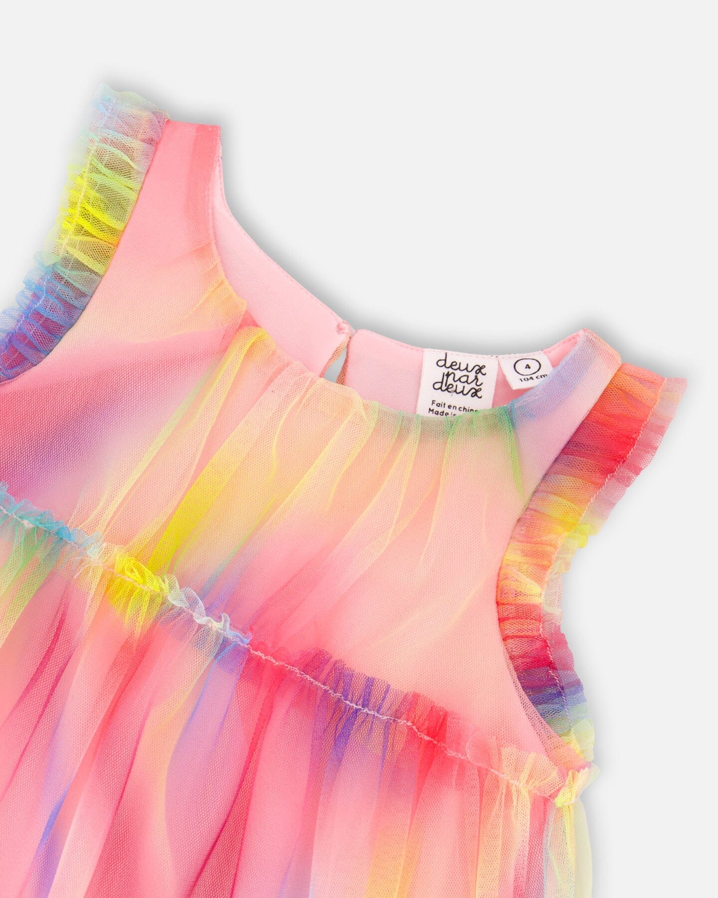 Sleeveless Frills Mesh Dress Rainbow Swirl