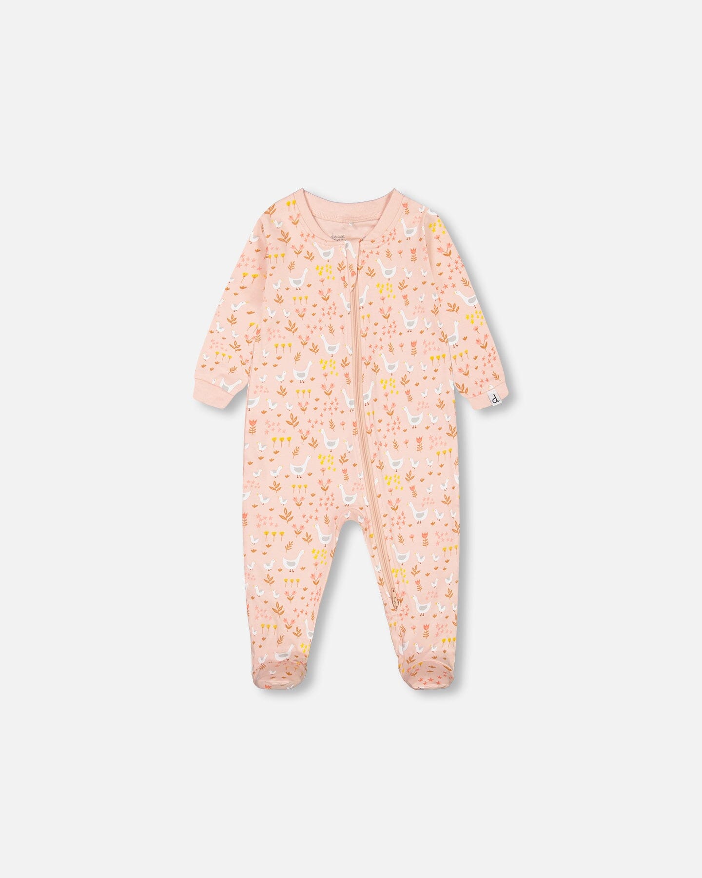 Organic Cotton One Piece Pajama Pink Printed Goose