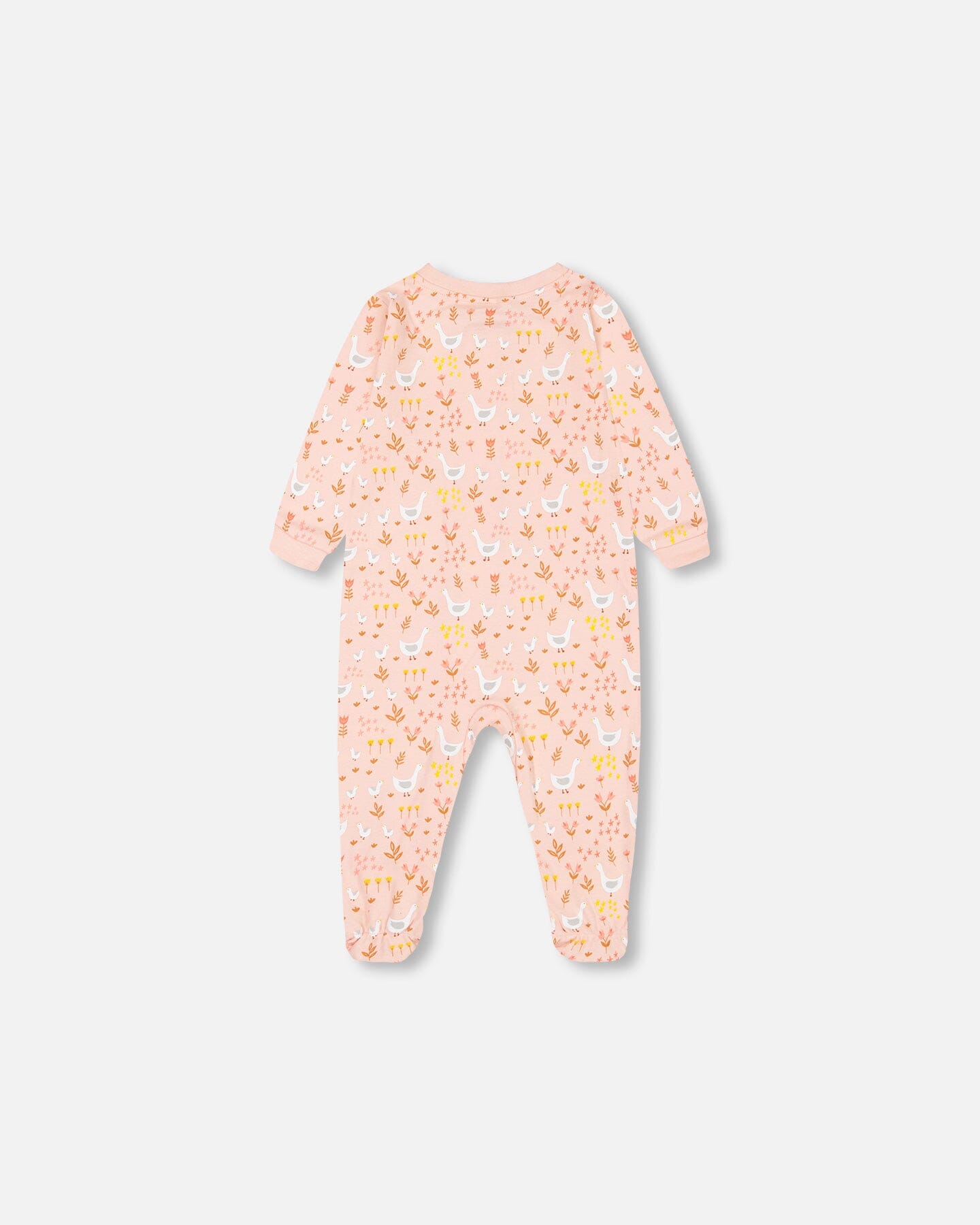 Organic Cotton One Piece Pajama Pink Printed Goose