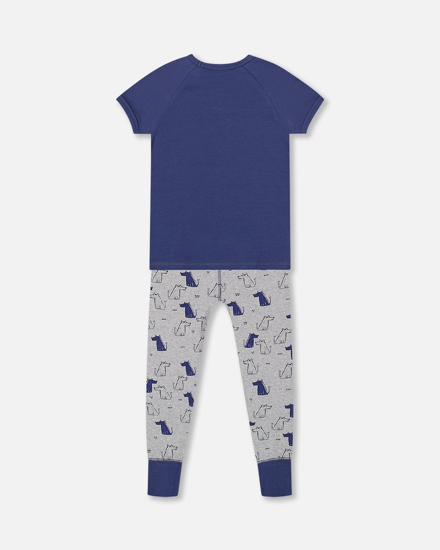 Organic Cotton Two Piece Pajama Set Grey Mix Printed Dogs