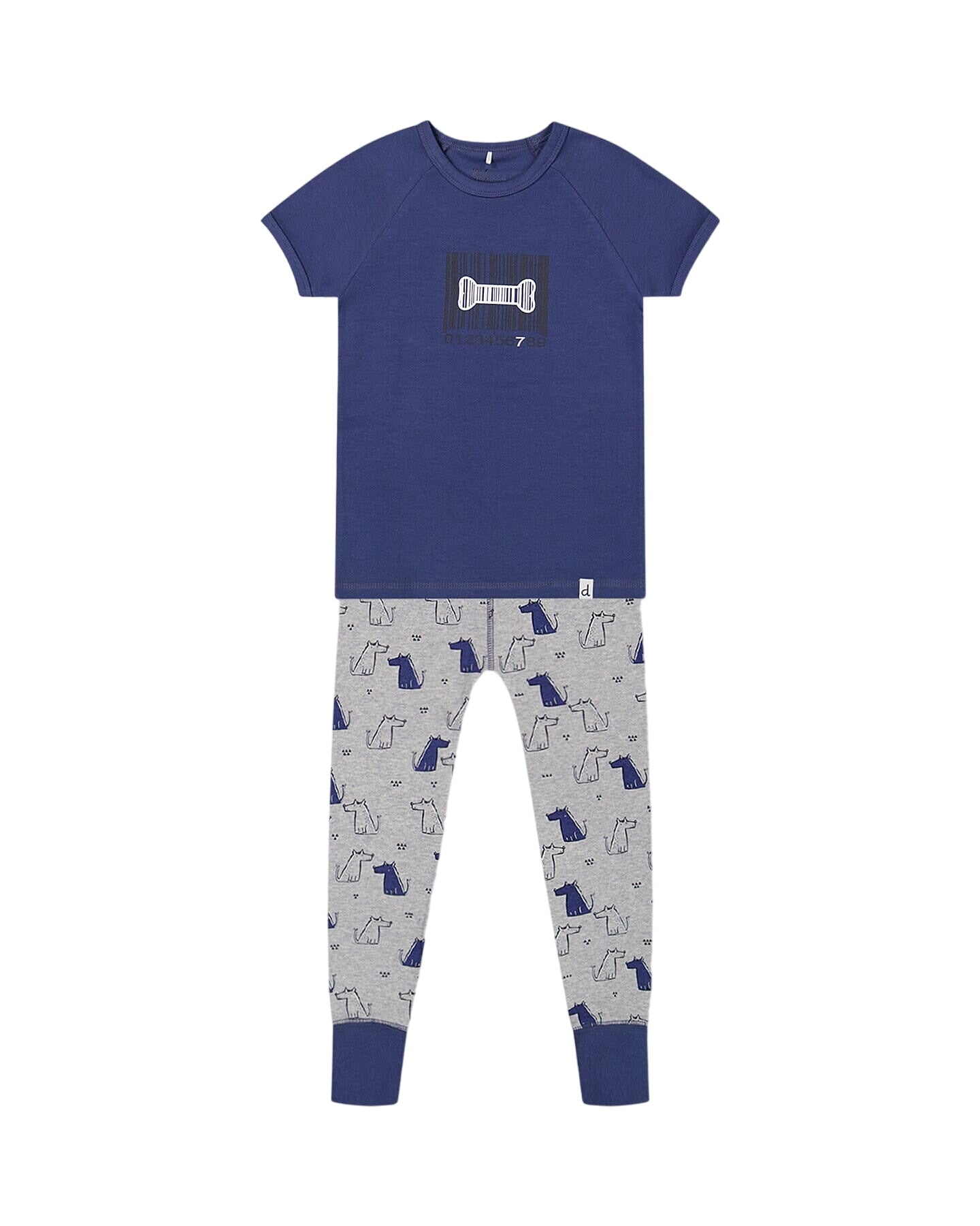 Organic Cotton Two Piece Pajama Set Grey Mix Printed Dogs