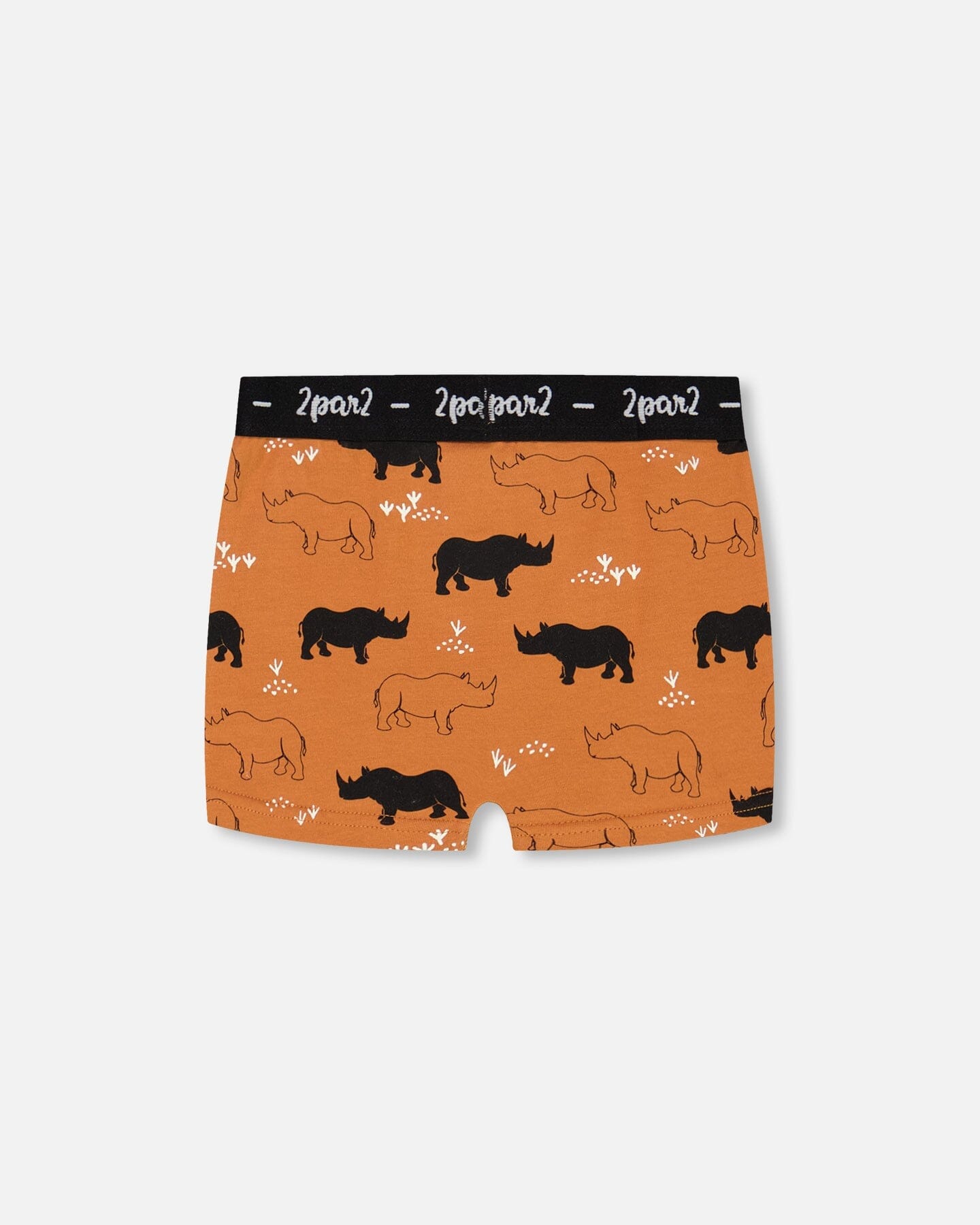 Organic Cotton Boxer Short Caramel Printed Rhinoceros