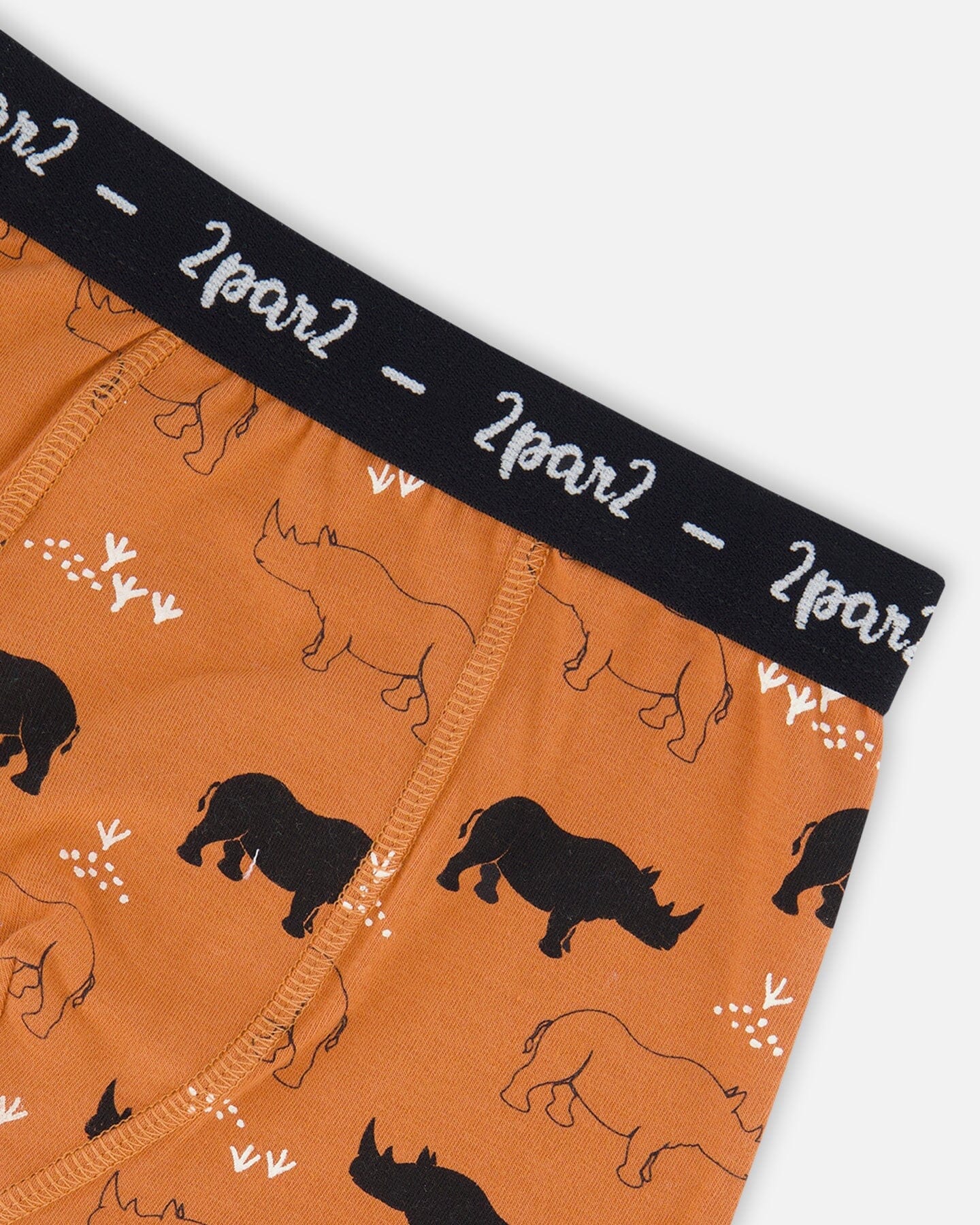 Organic Cotton Boxer Short Caramel Printed Rhinoceros