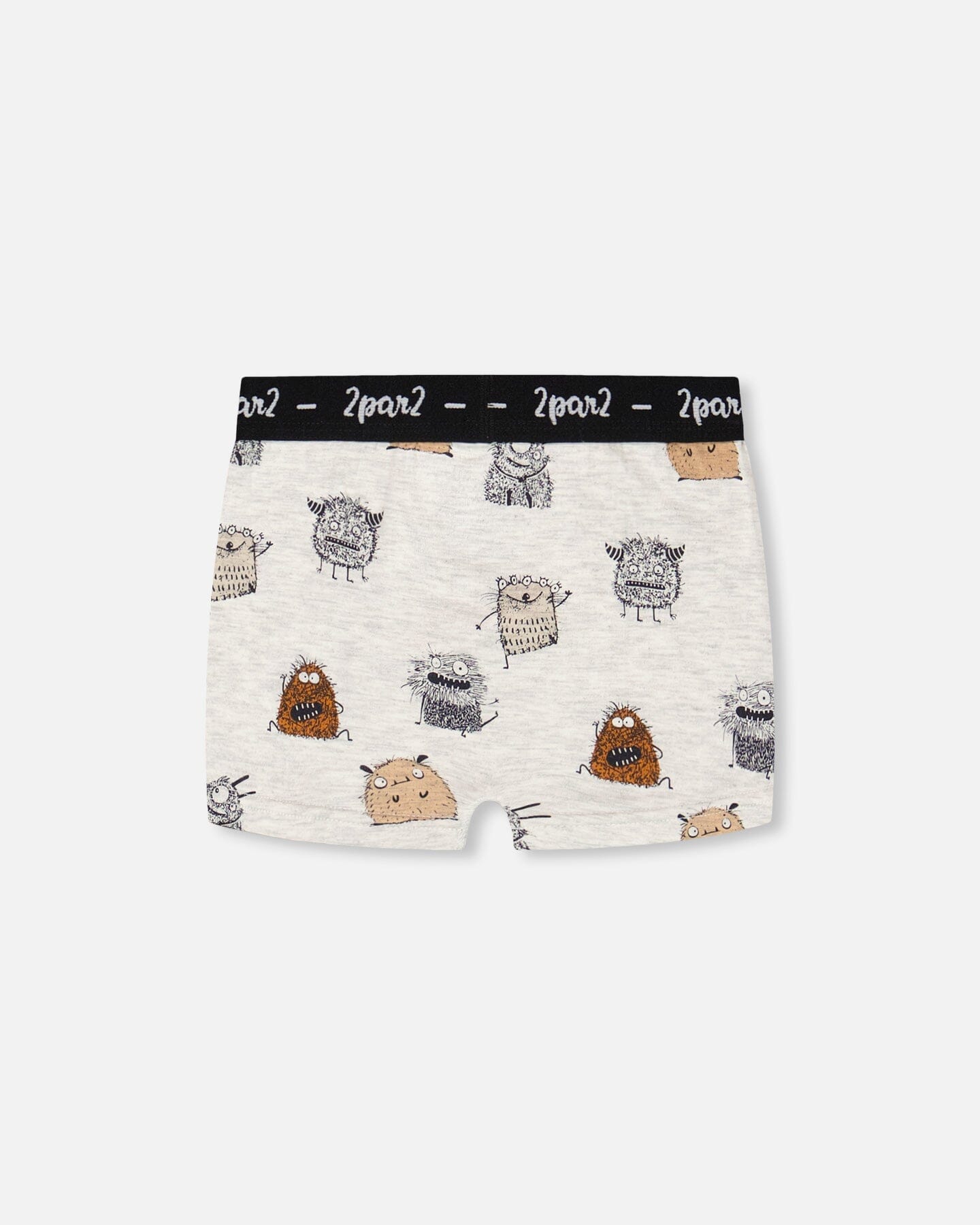 Organic Cotton Boxer Short Heather Beige Printed Monsters