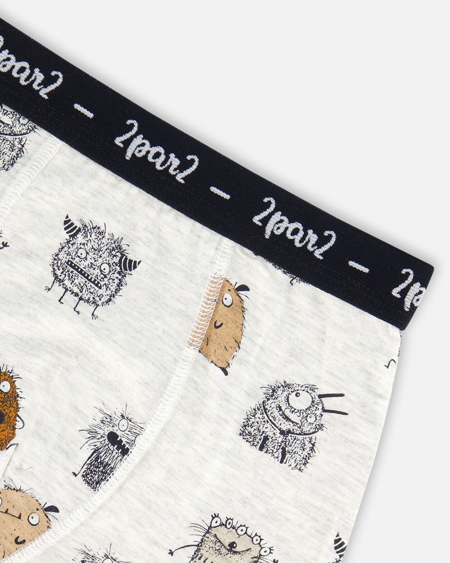 Organic Cotton Boxer Short Heather Beige Printed Monsters