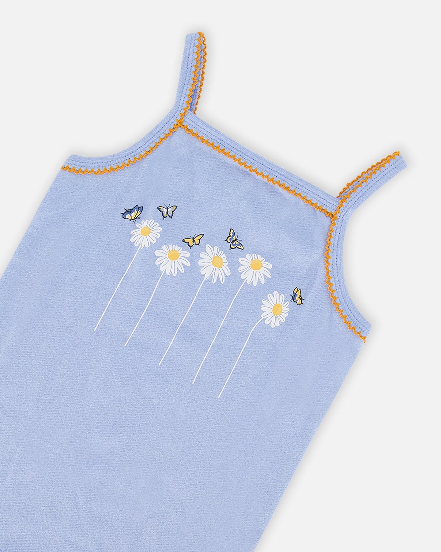 Organic Cotton Two Piece Pajama Set Baby Blue Printed Daisies