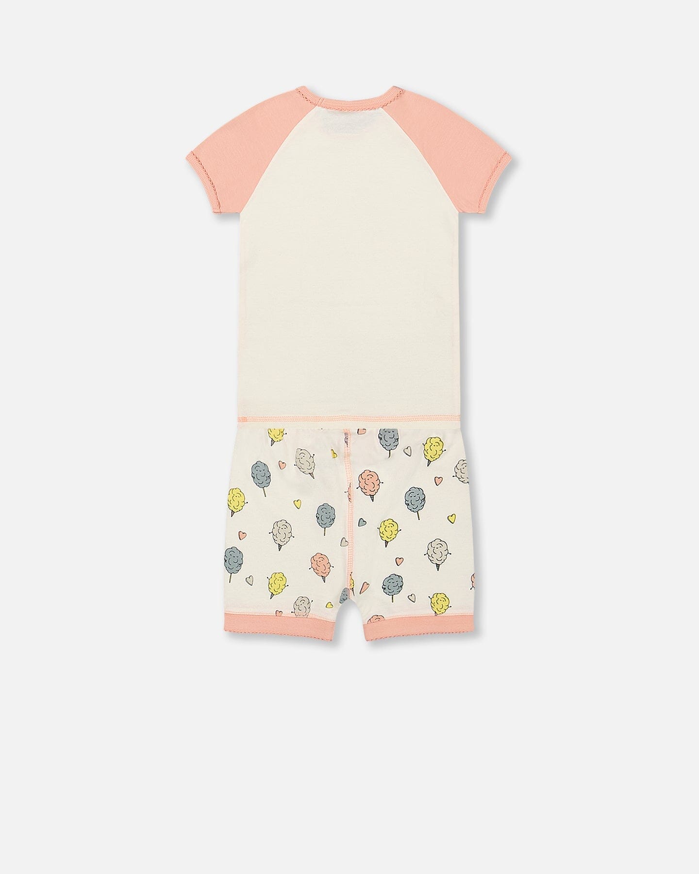 Organic Cotton Two Piece Pajama Set Off White Printed Cotton Candy