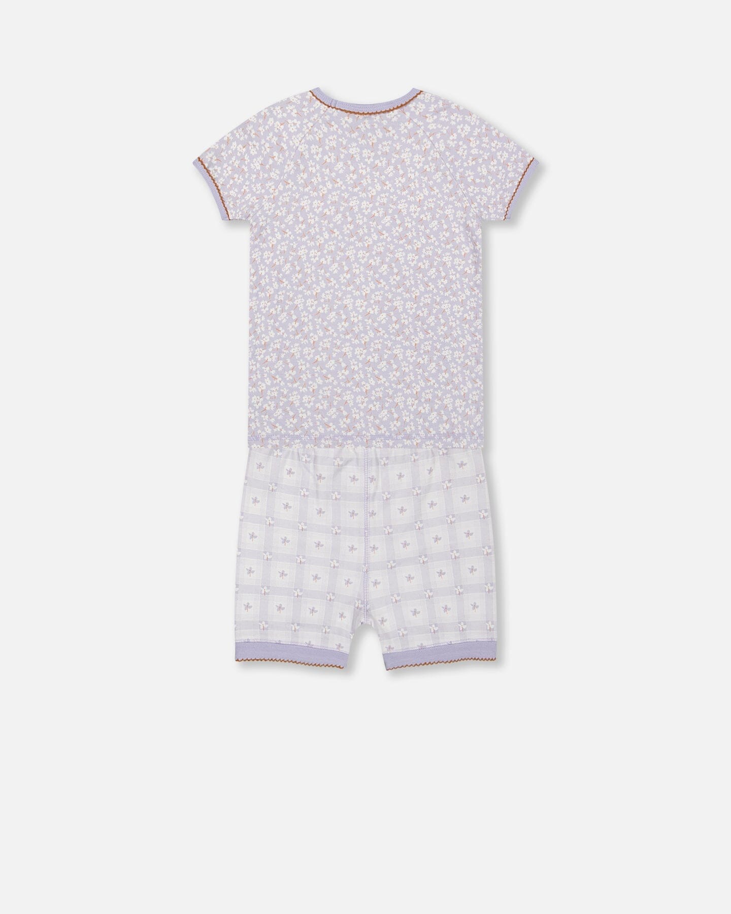 Organic Cotton Two Piece Pajama Set Lilac Printed Little Flowers