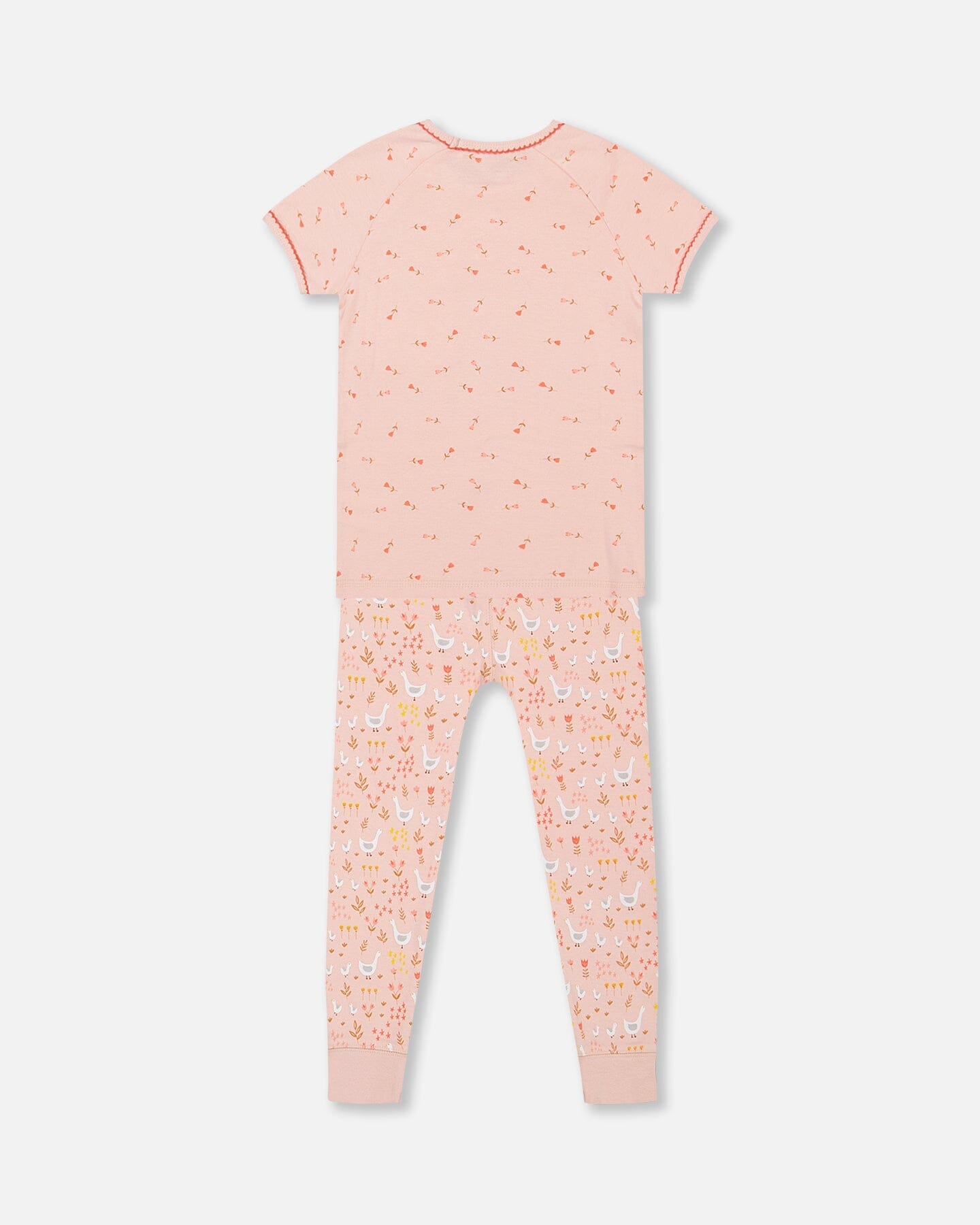 Organic Cotton Two Piece Pajama Set Pink Printed Goose