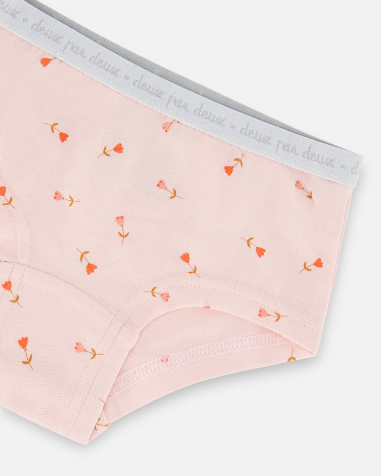 Organic Cotton Boyshort Pantie Pink Printed Flowers