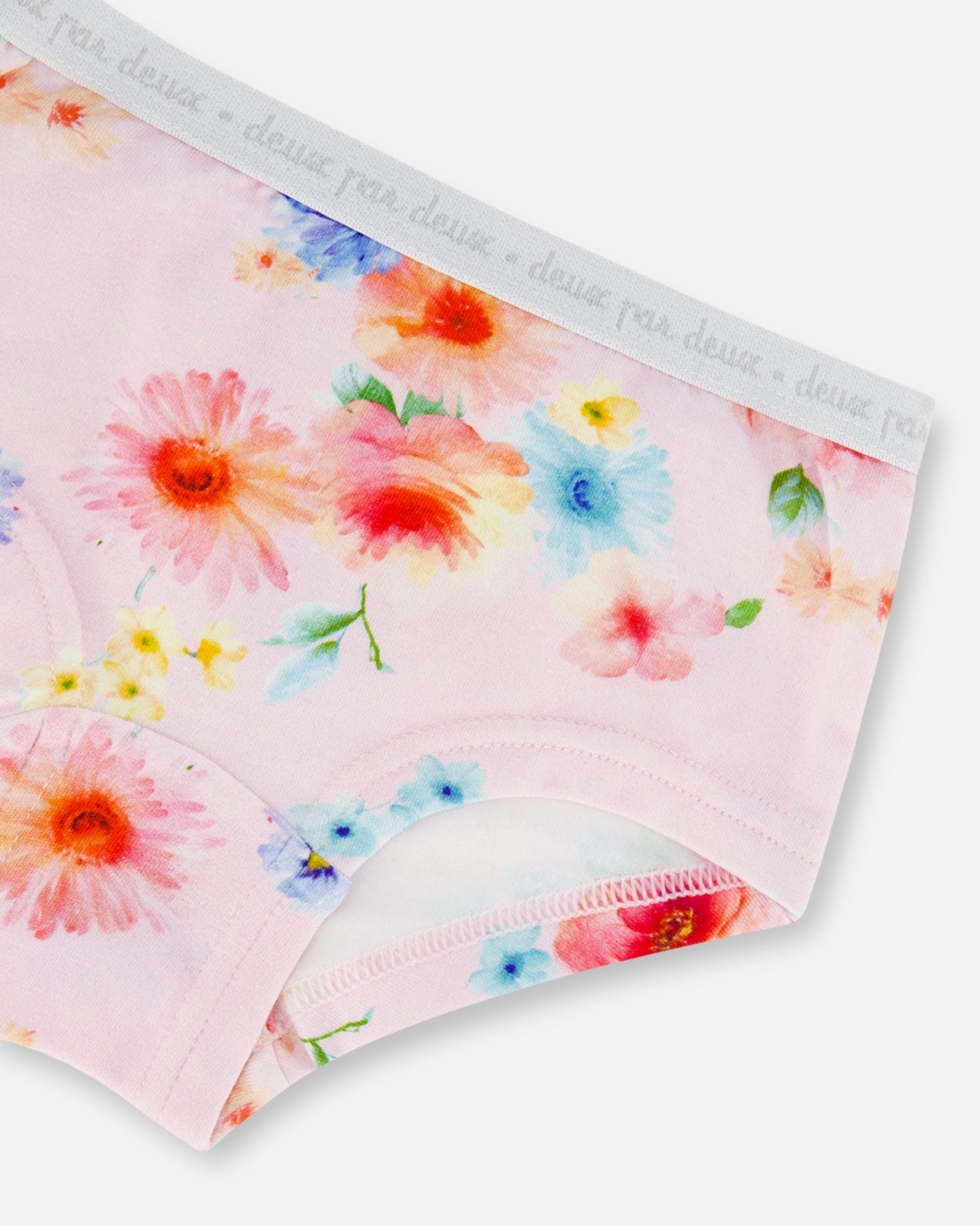 Organic Cotton Boyshort Pantie Light Pink Printed Flowers