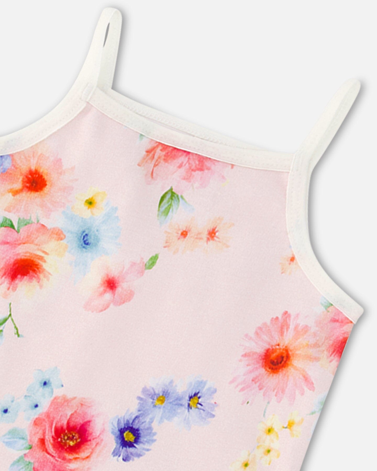 Organic Cotton Tank Top Light Pink Printed Flowers