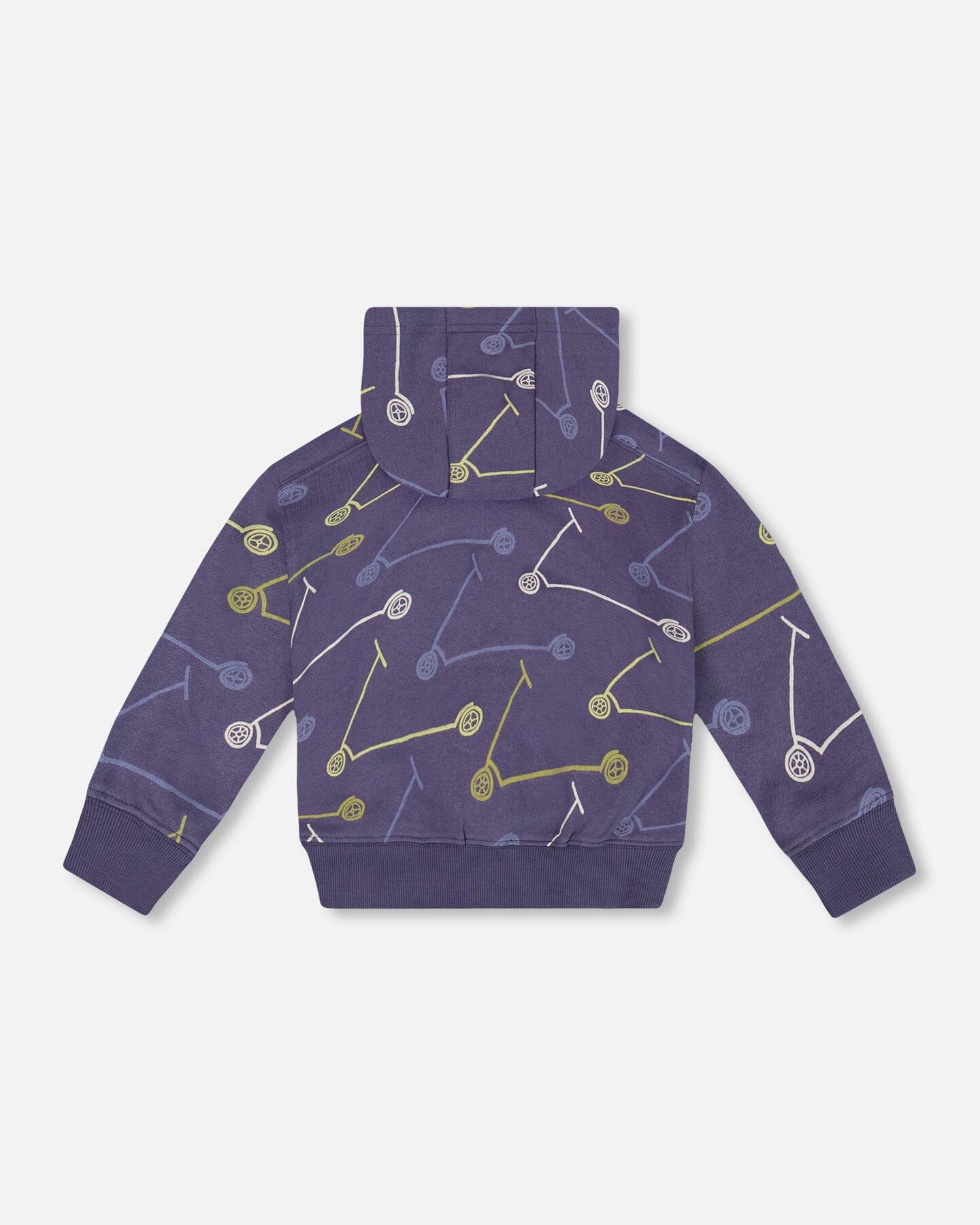 French Terry Hooded Sweatshirt Blue Printed Scooters