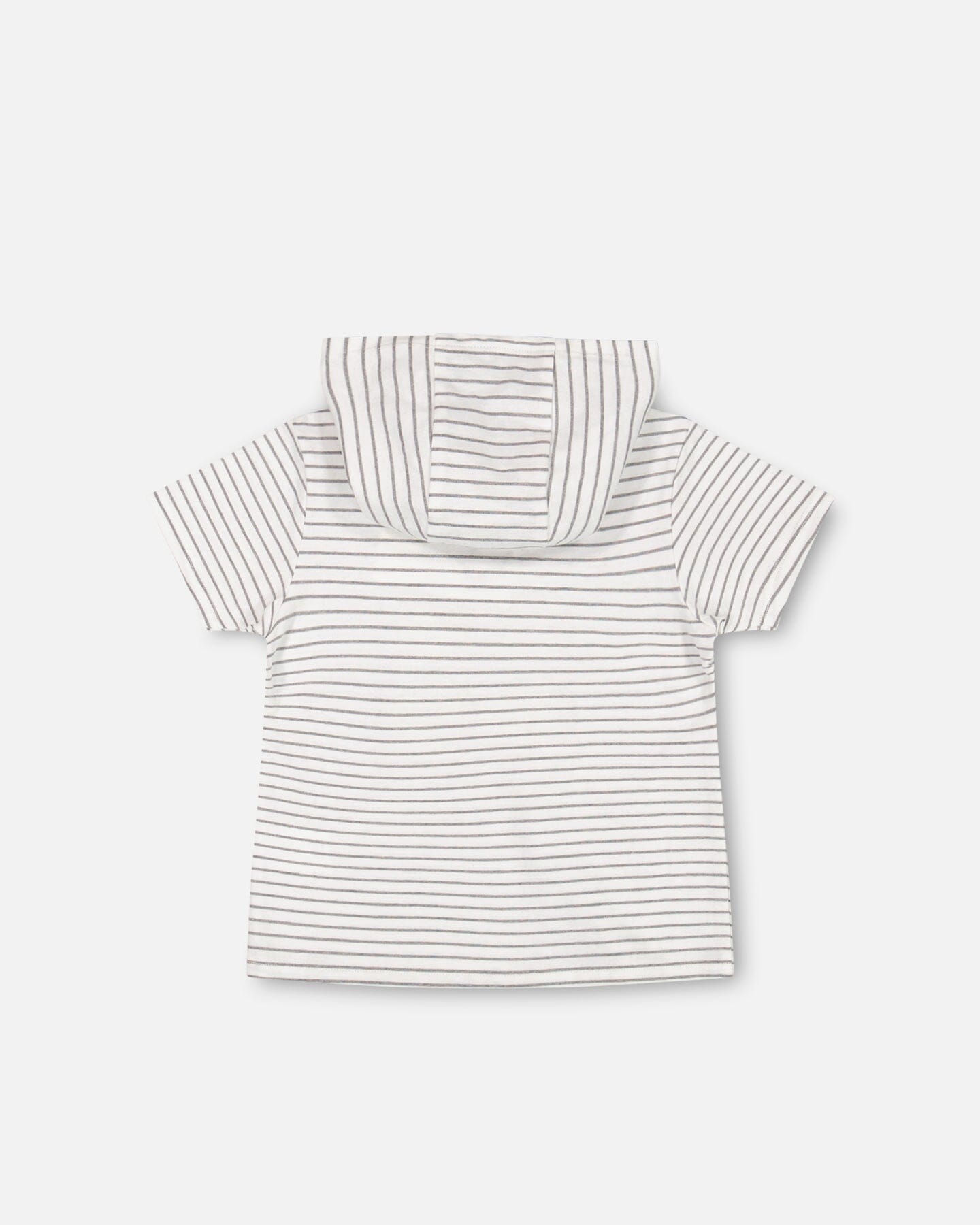 Hooded T-shirt White And Grey Stripe