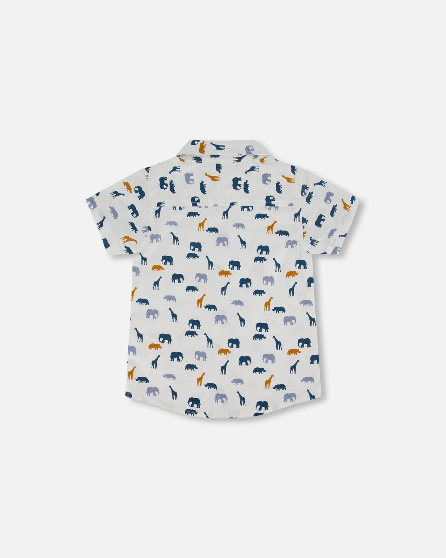 Short Sleeve Poplin Shirt White Printed Jungle Friends