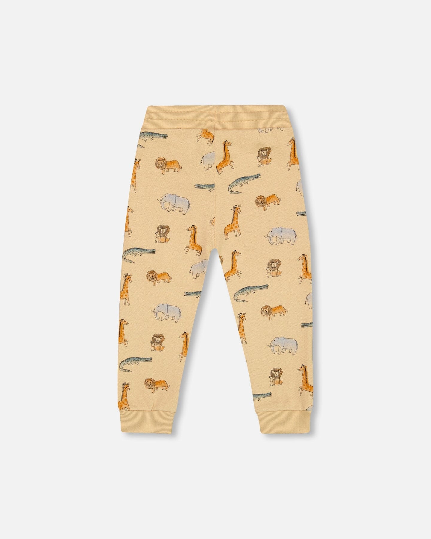 French Terry Sweatpants Beige Printed Jungle Animal