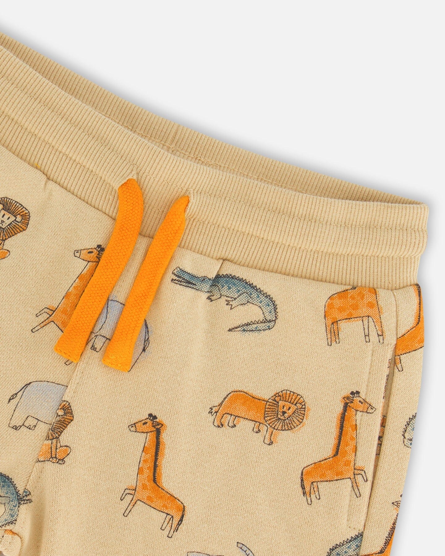 French Terry Short Beige Printed Jungle Animal