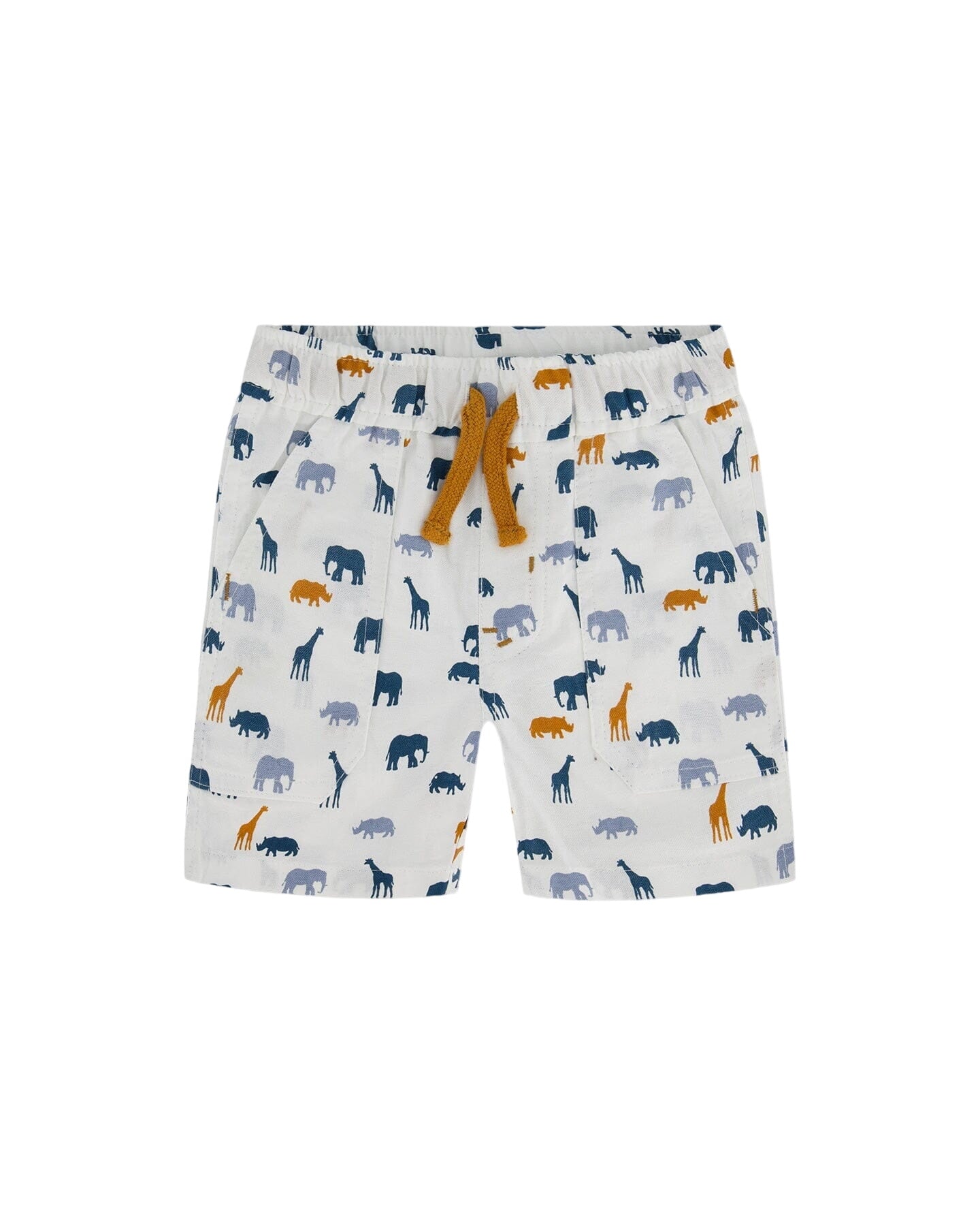 Poplin Short White Printed Jungle Friends