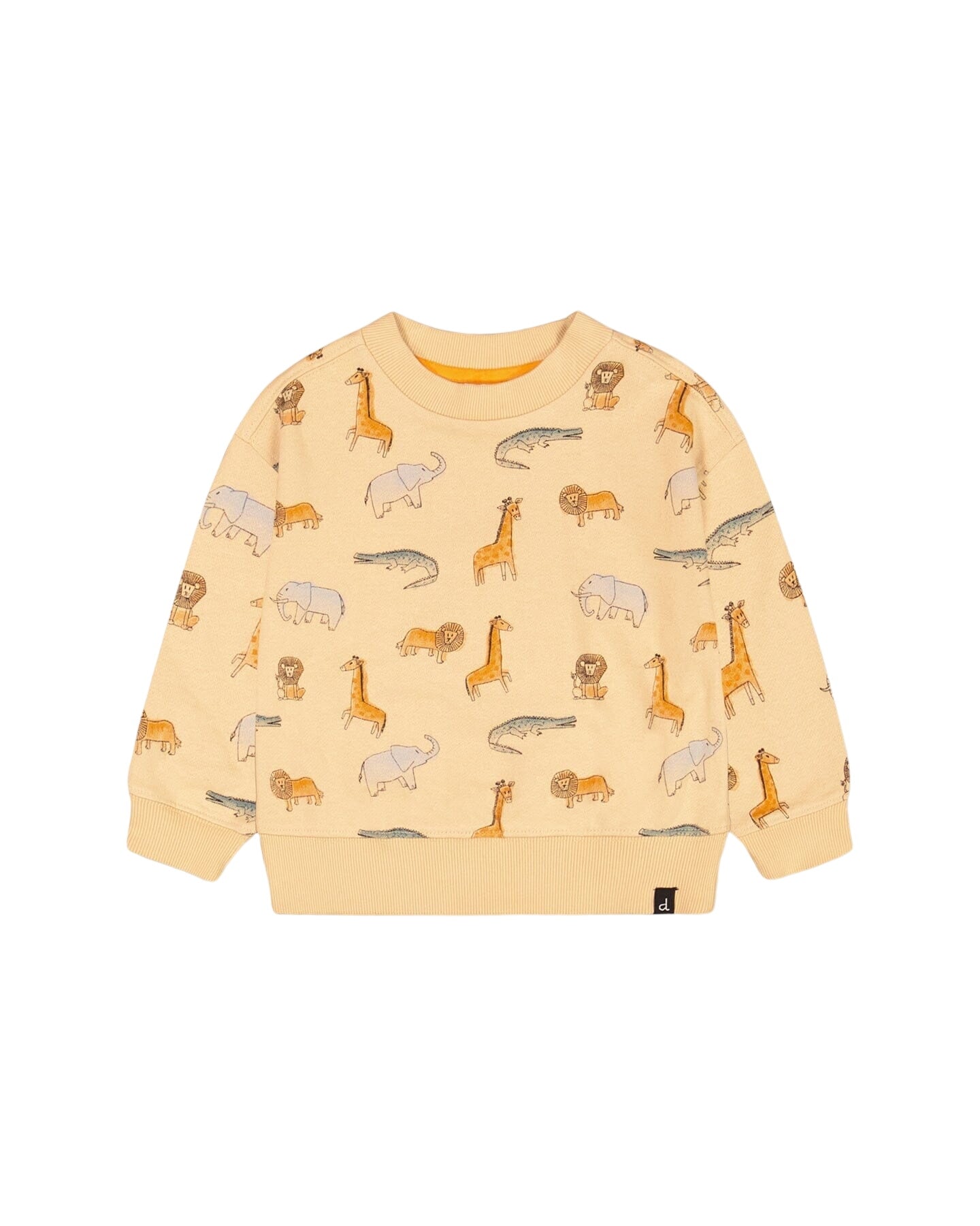 French Terry Sweatshirt Beige Printed Jungle Animal