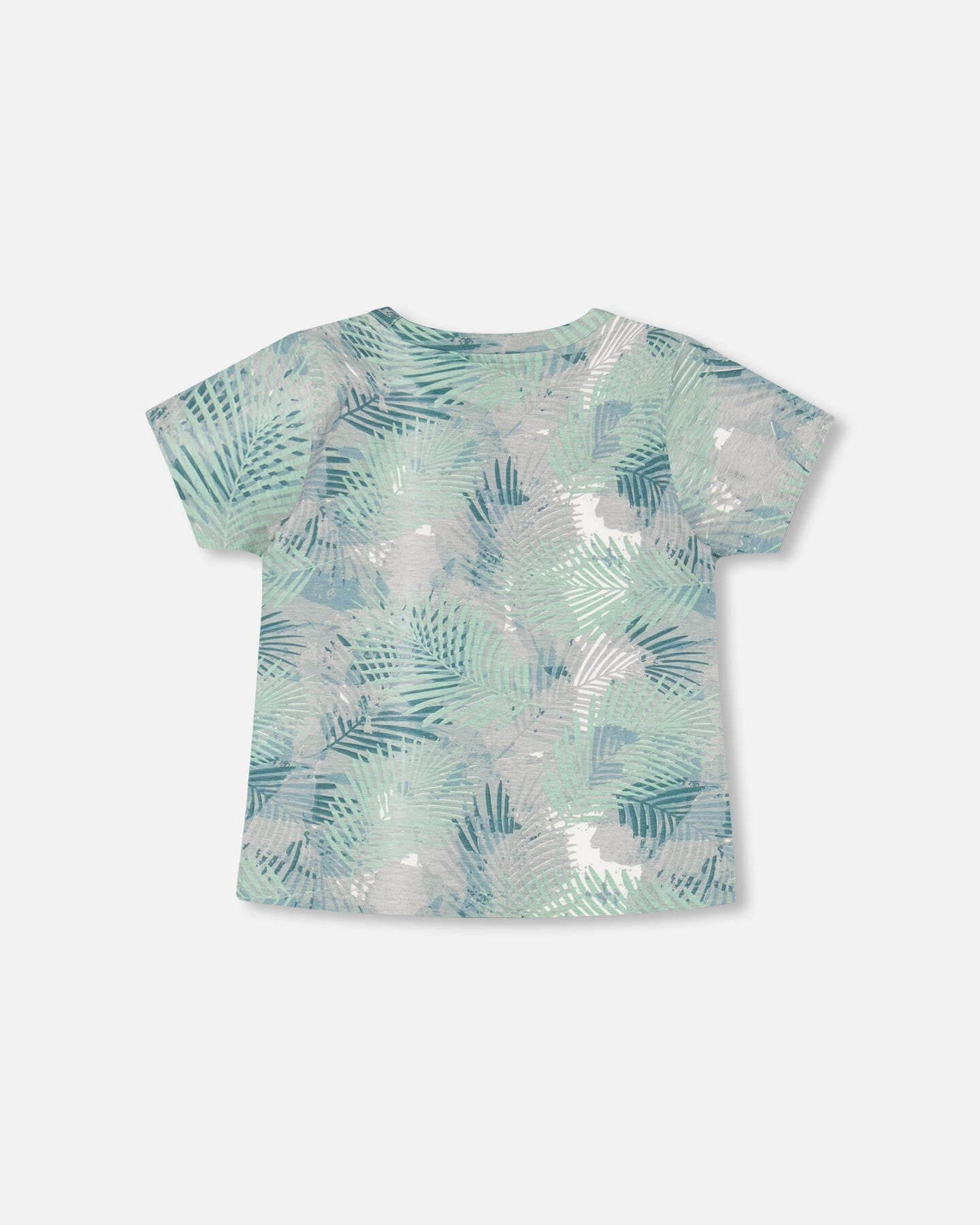 Organic Cotton Printed T-shirt Green Jungle Leaves Print