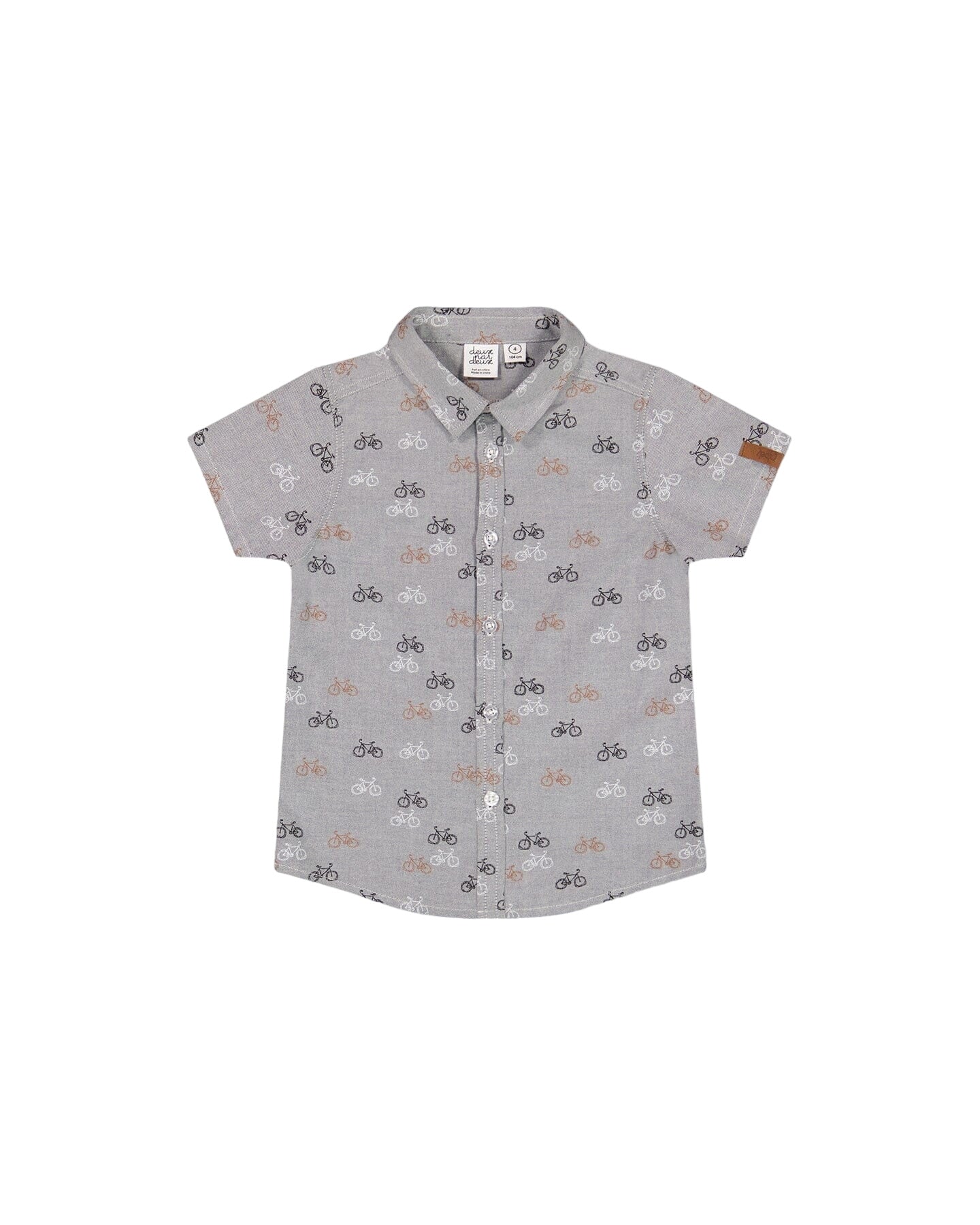 Short Sleeve Chambray Shirt Dark Grey Printed Bicycle