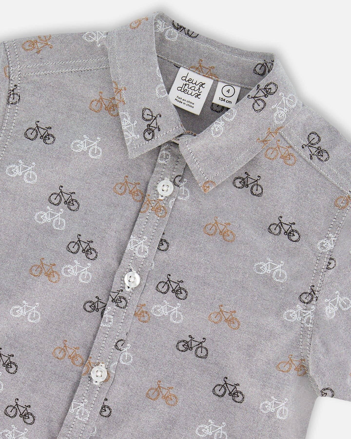 Short Sleeve Chambray Shirt Dark Grey Printed Bicycle