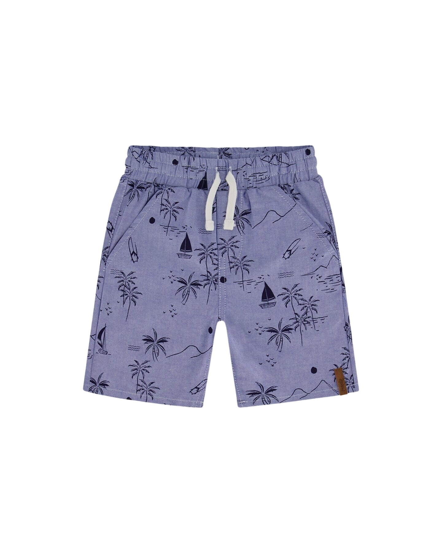 Chambray Short Blue Printed Beach