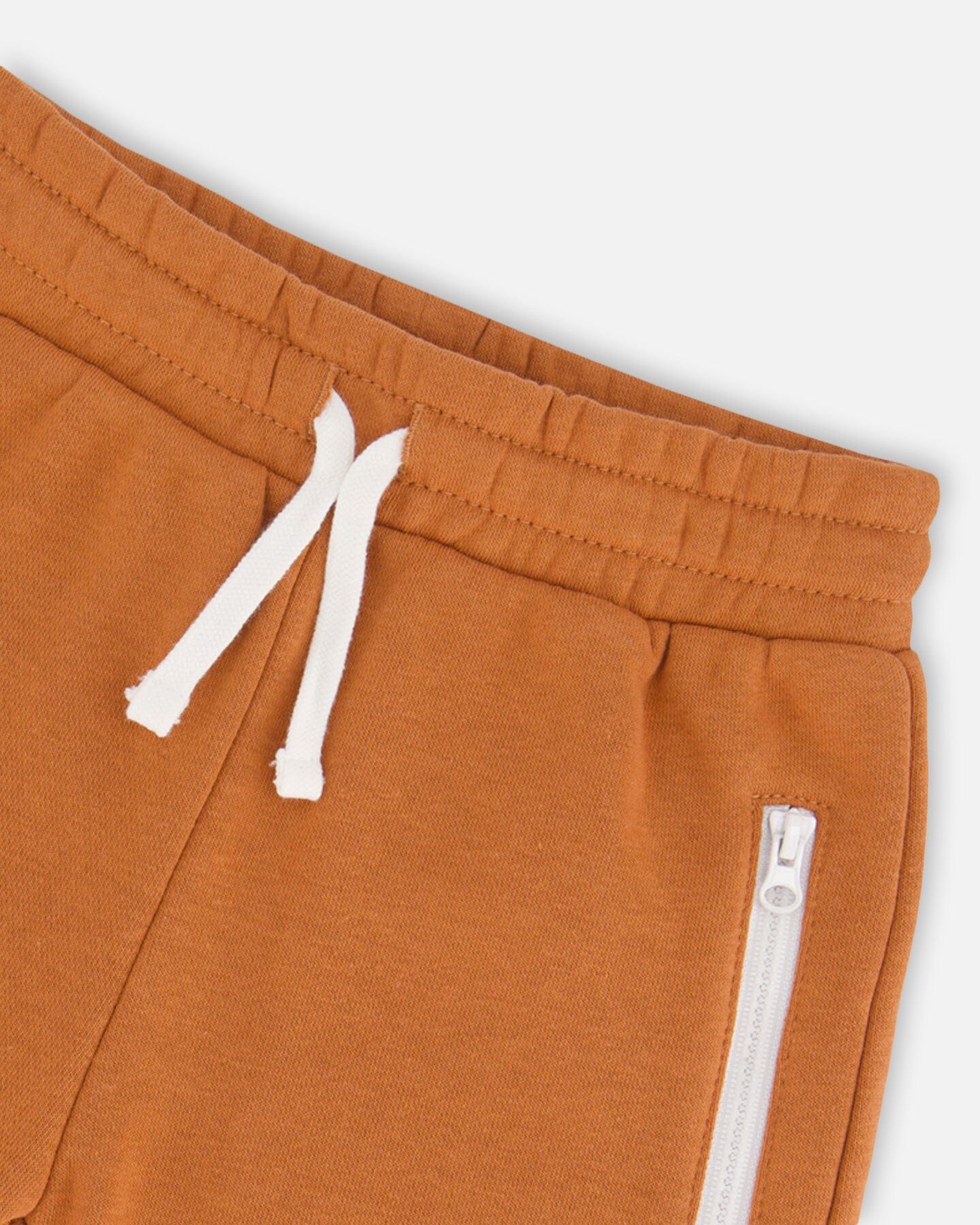 French Terry Short With Zipper Pockets Spicy Brown