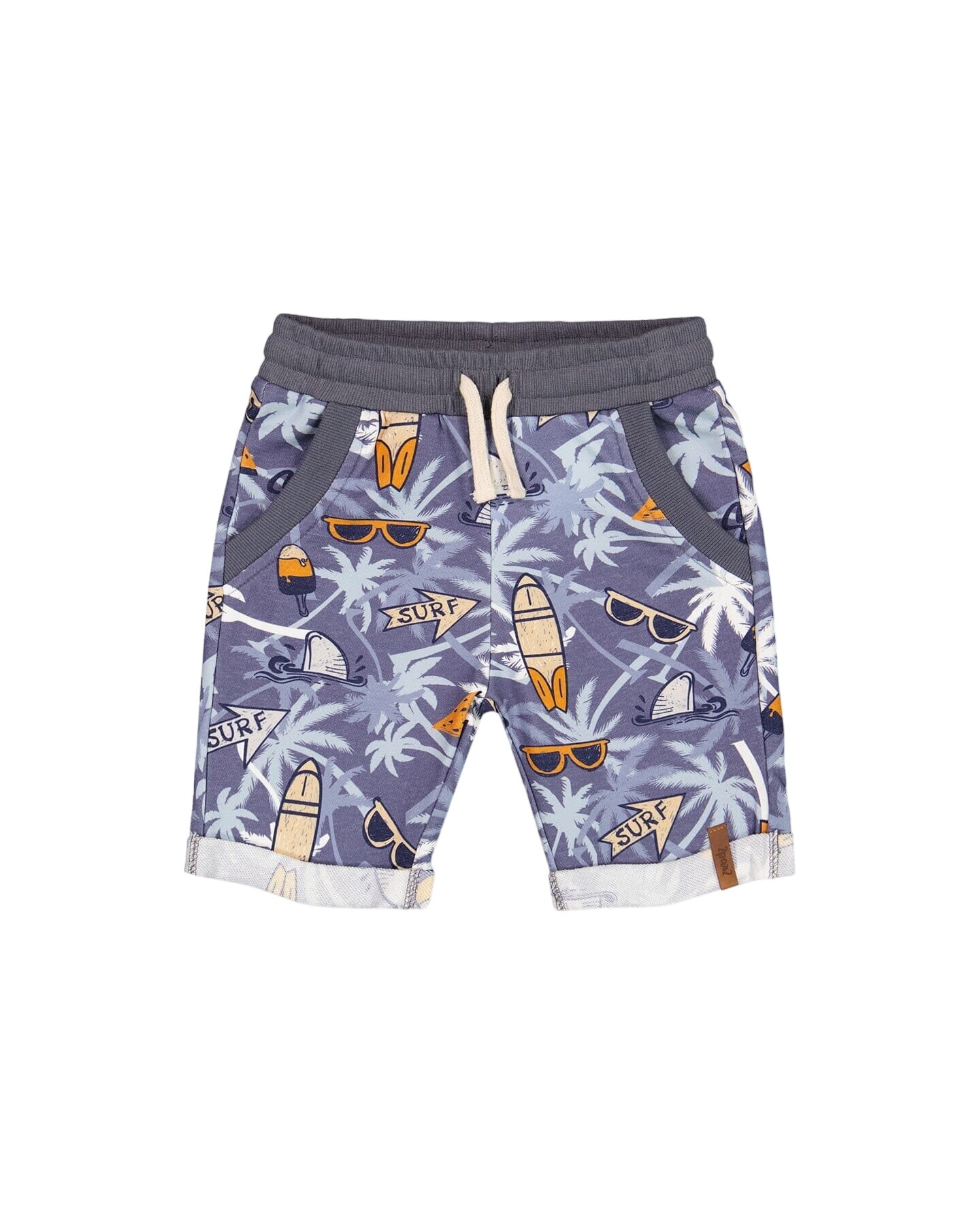 French Terry Short Printed Palm Tree And Surf