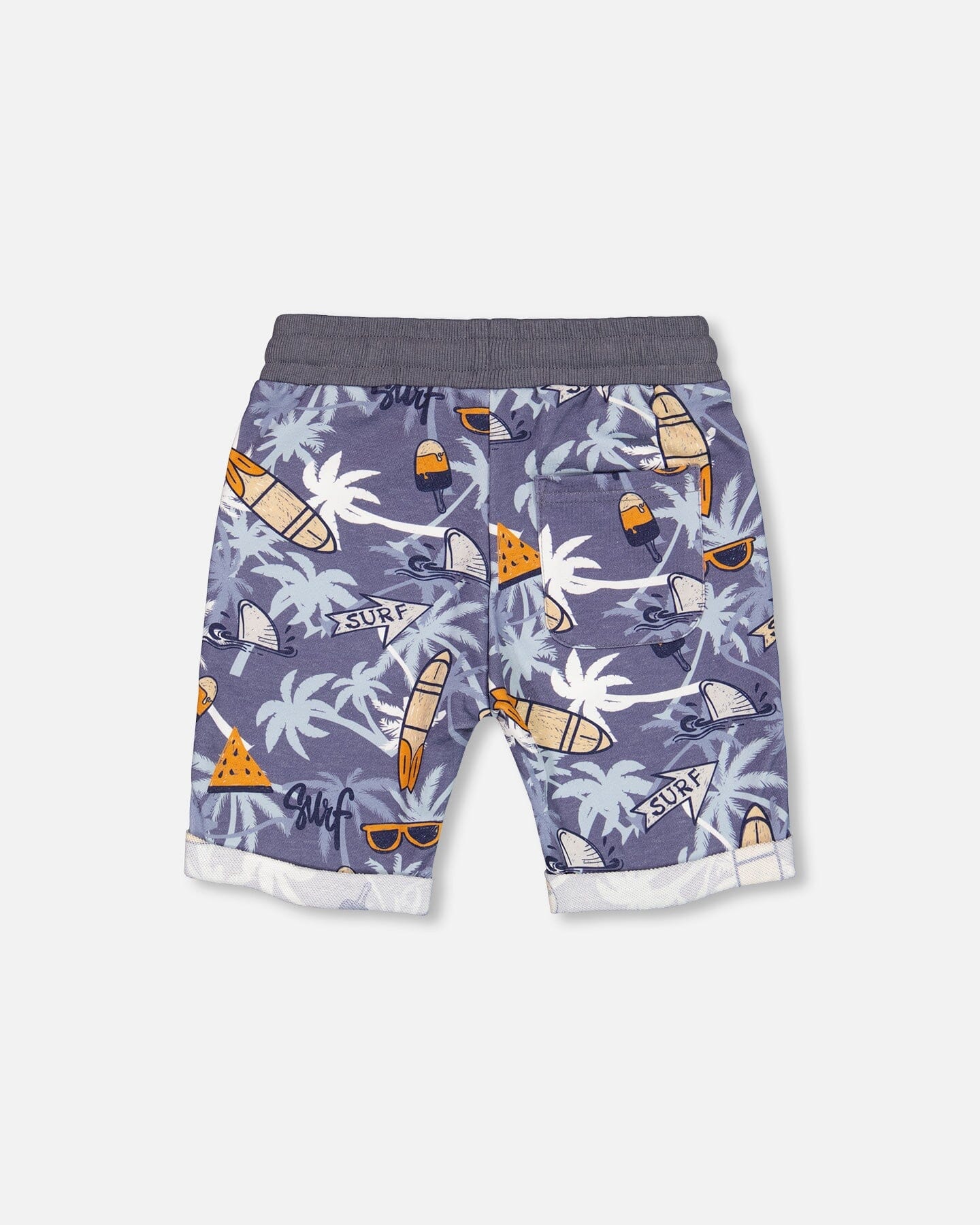 French Terry Short Printed Palm Tree And Surf