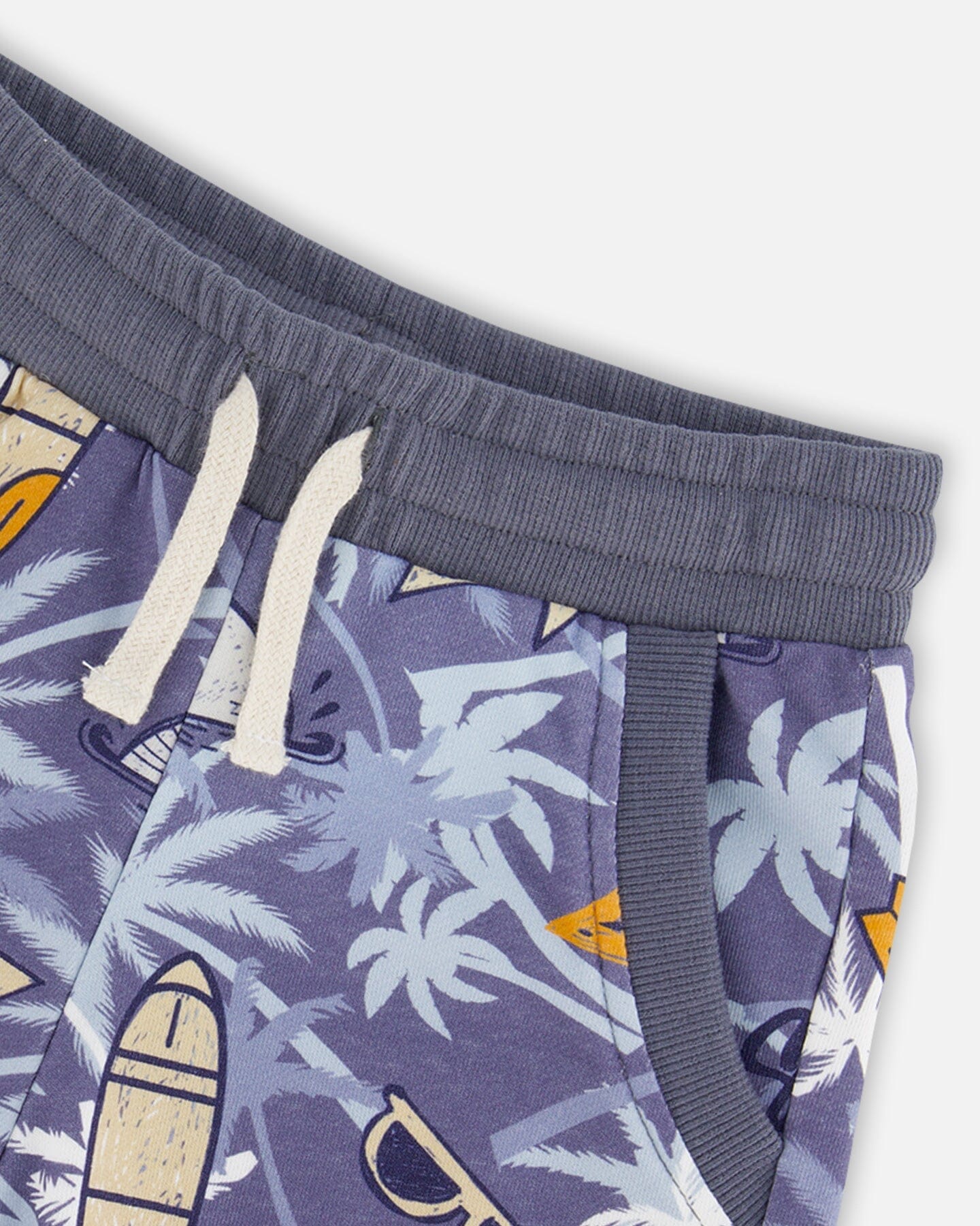 French Terry Short Printed Palm Tree And Surf