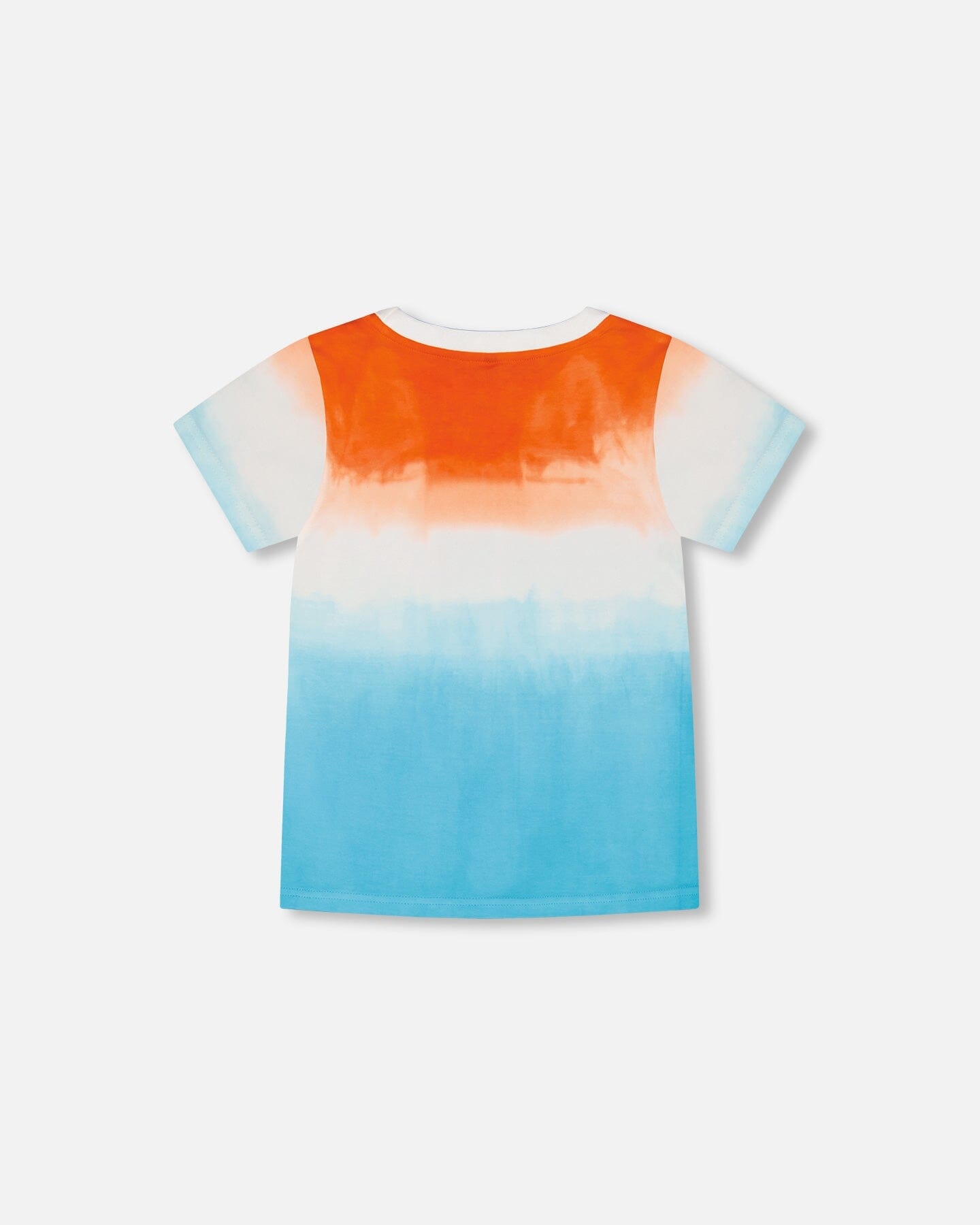 Organic Cotton T-shirt With Gradient Blue And Orange Print