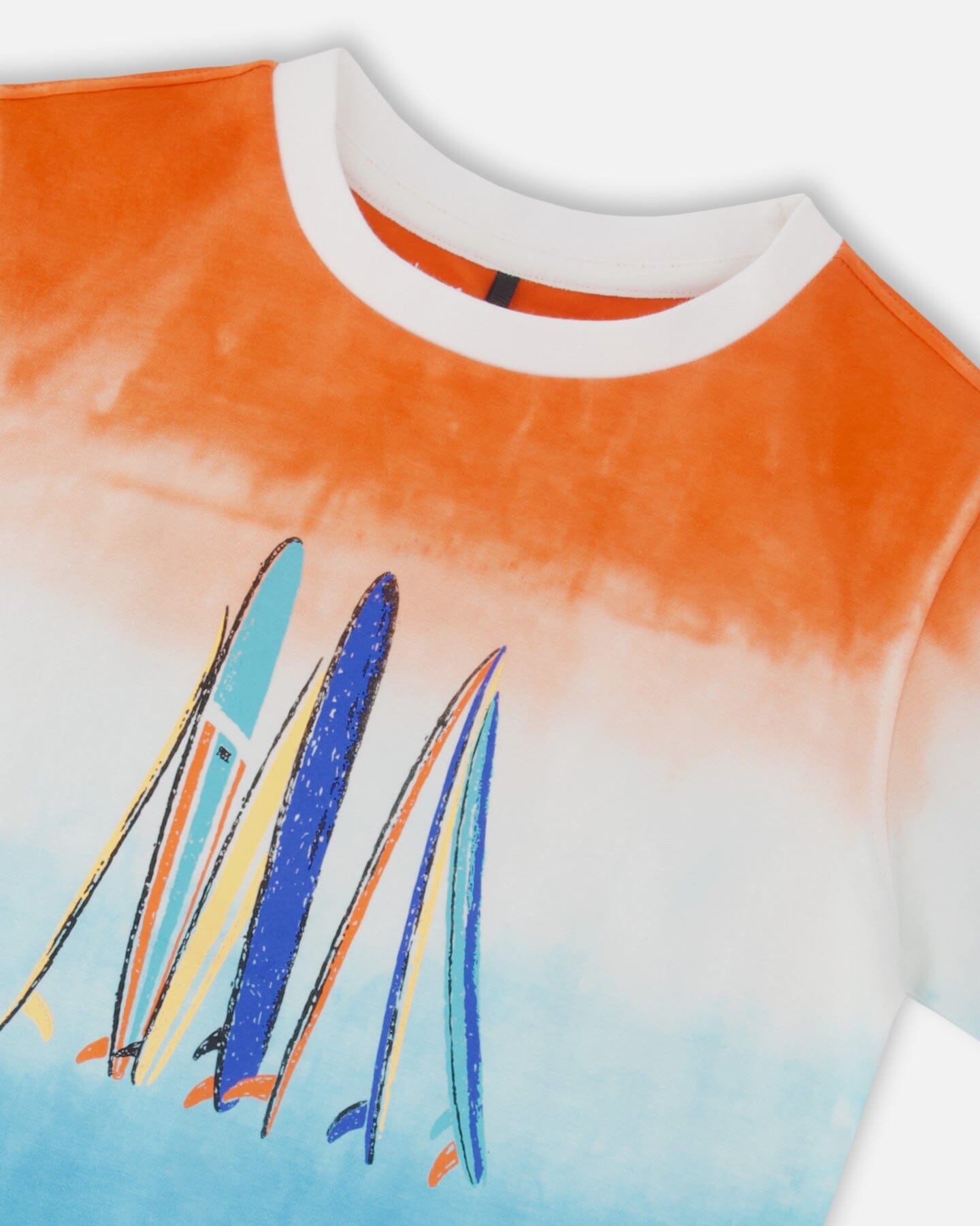 Organic Cotton T-shirt With Gradient Blue And Orange Print