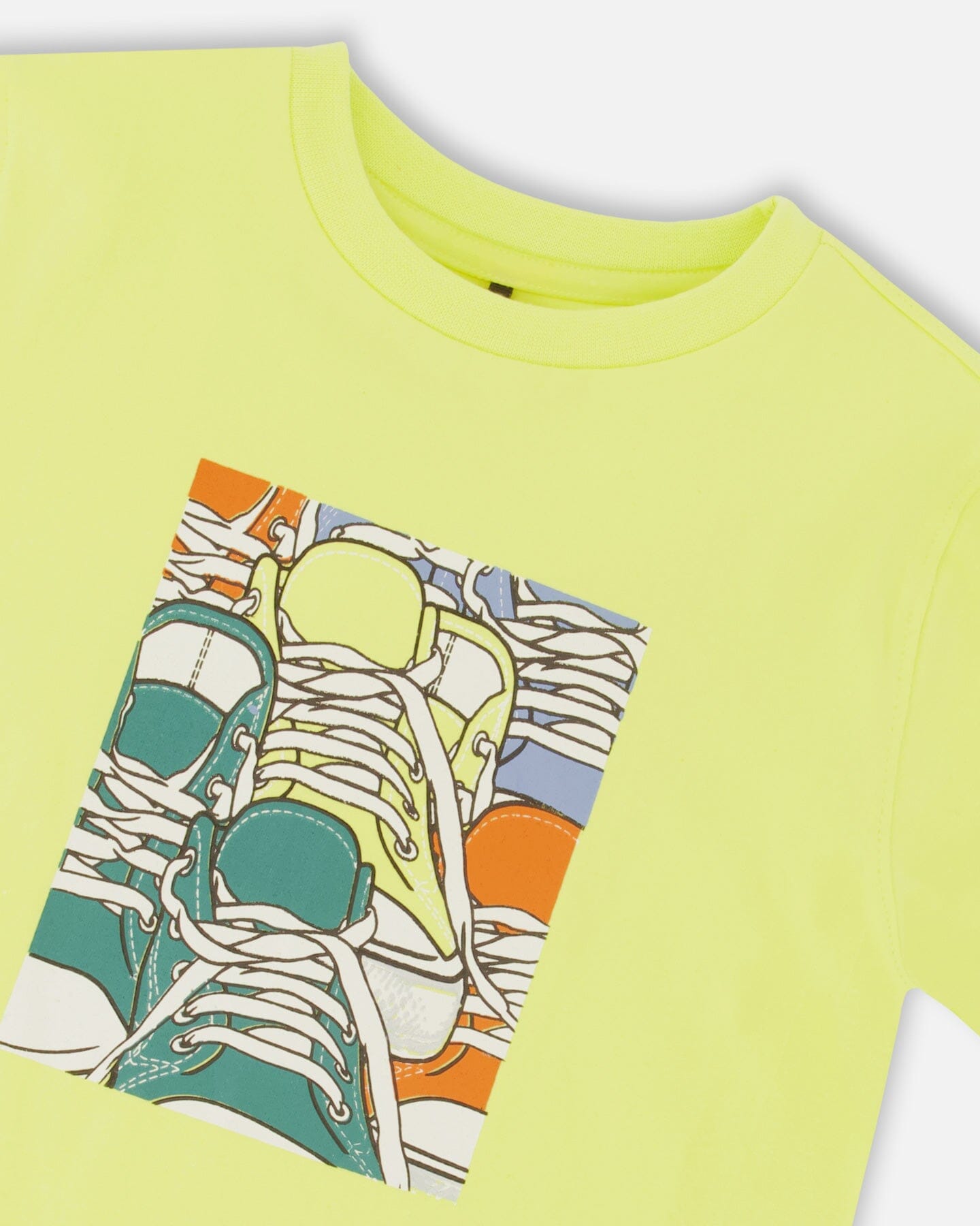 Organic Cotton T-shirt With Sneaker Print Lime