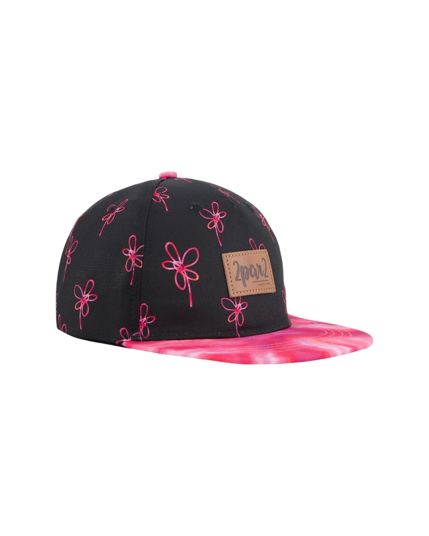 Cap Black Printed Swirl Flowers