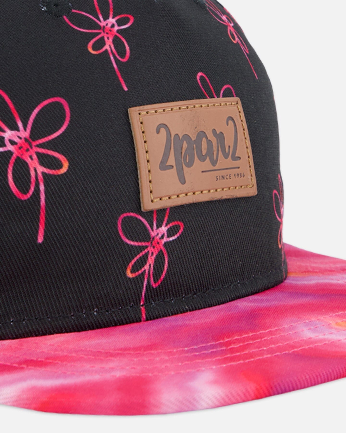 Cap Black Printed Swirl Flowers