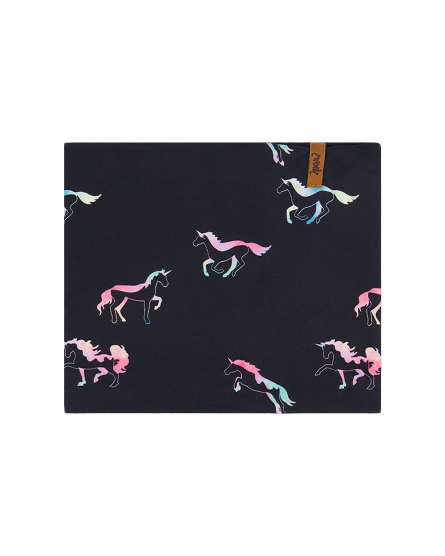 Neck Tube Black Printed Multicolor Unicorns