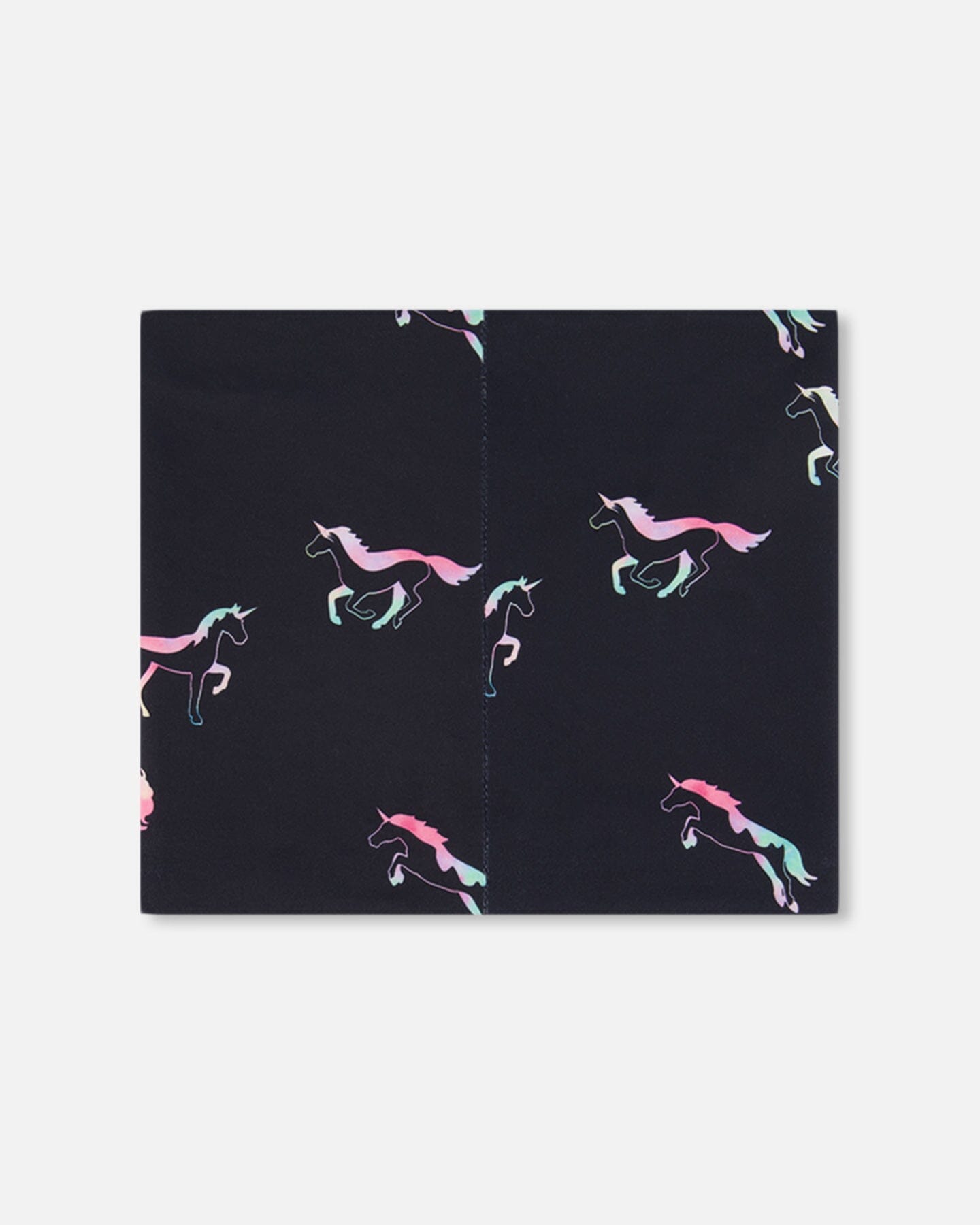 Neck Tube Black Printed Multicolor Unicorns