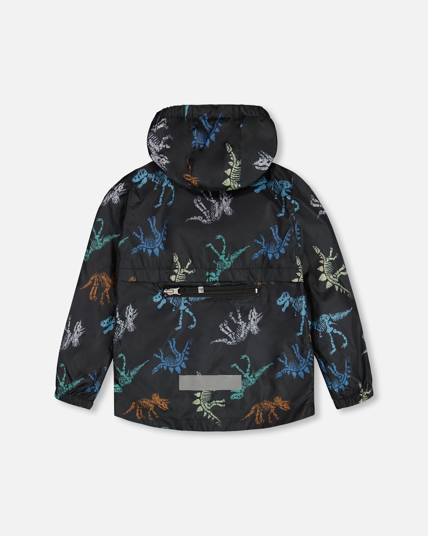 Packable Windbreaker Black Printed Dinos Skeletons